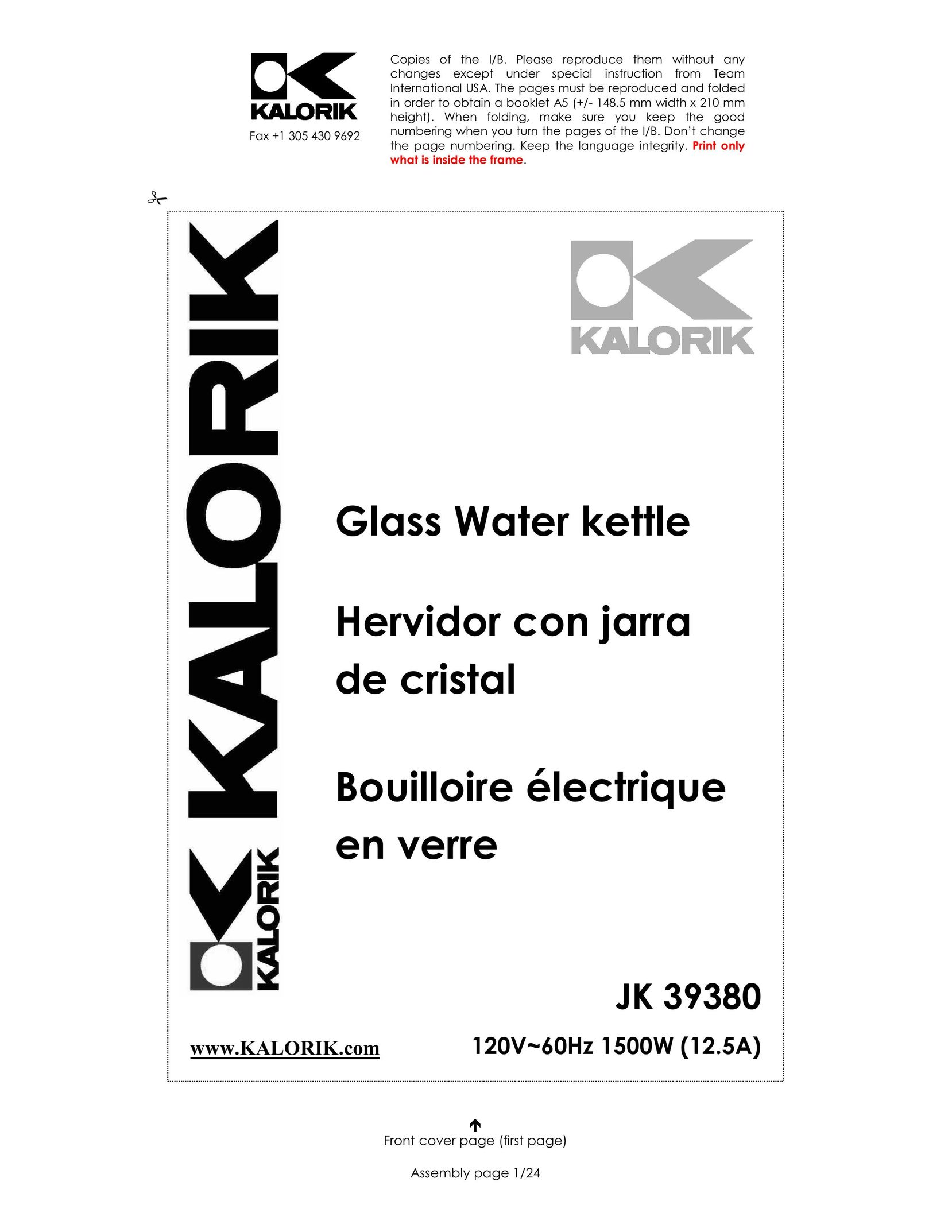 Kalorik JK 39380 Hot Beverage Maker User Manual