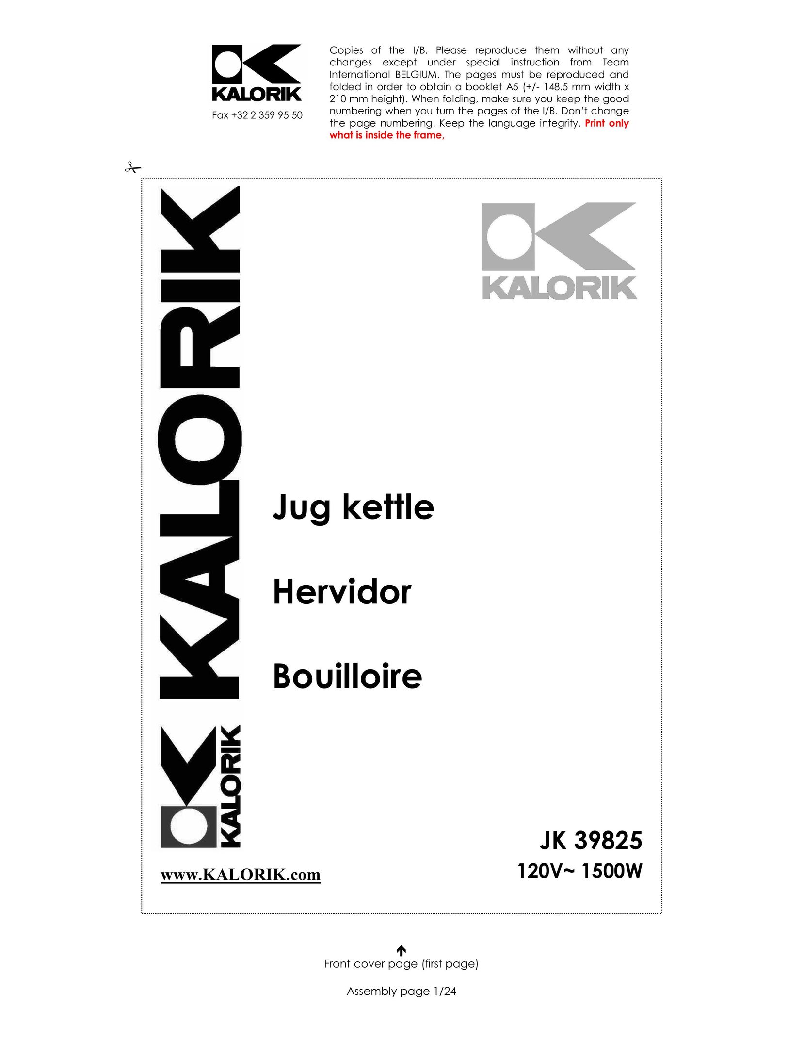 Kalorik JK 39825 Hot Beverage Maker User Manual