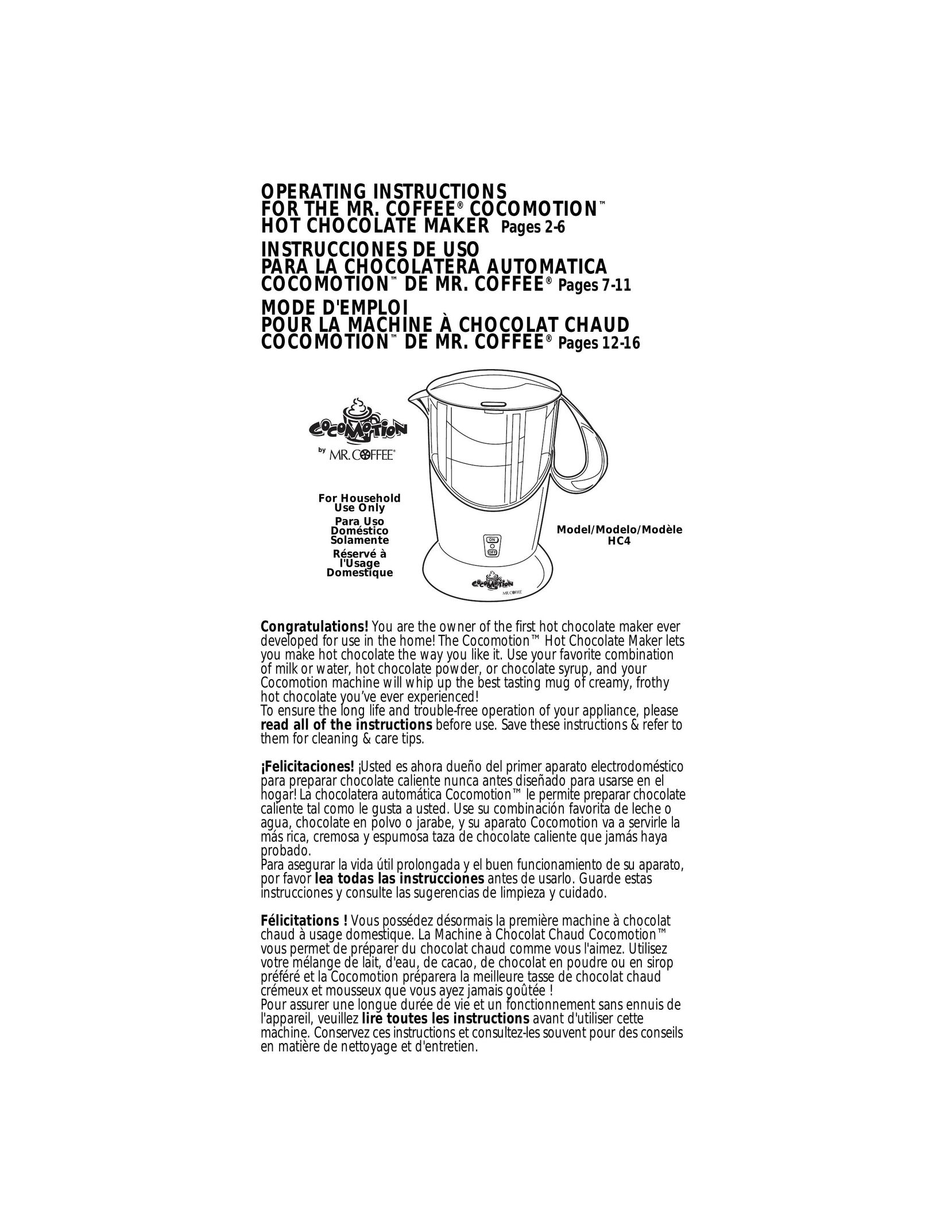 Mr. Coffee HC4 Hot Beverage Maker User Manual