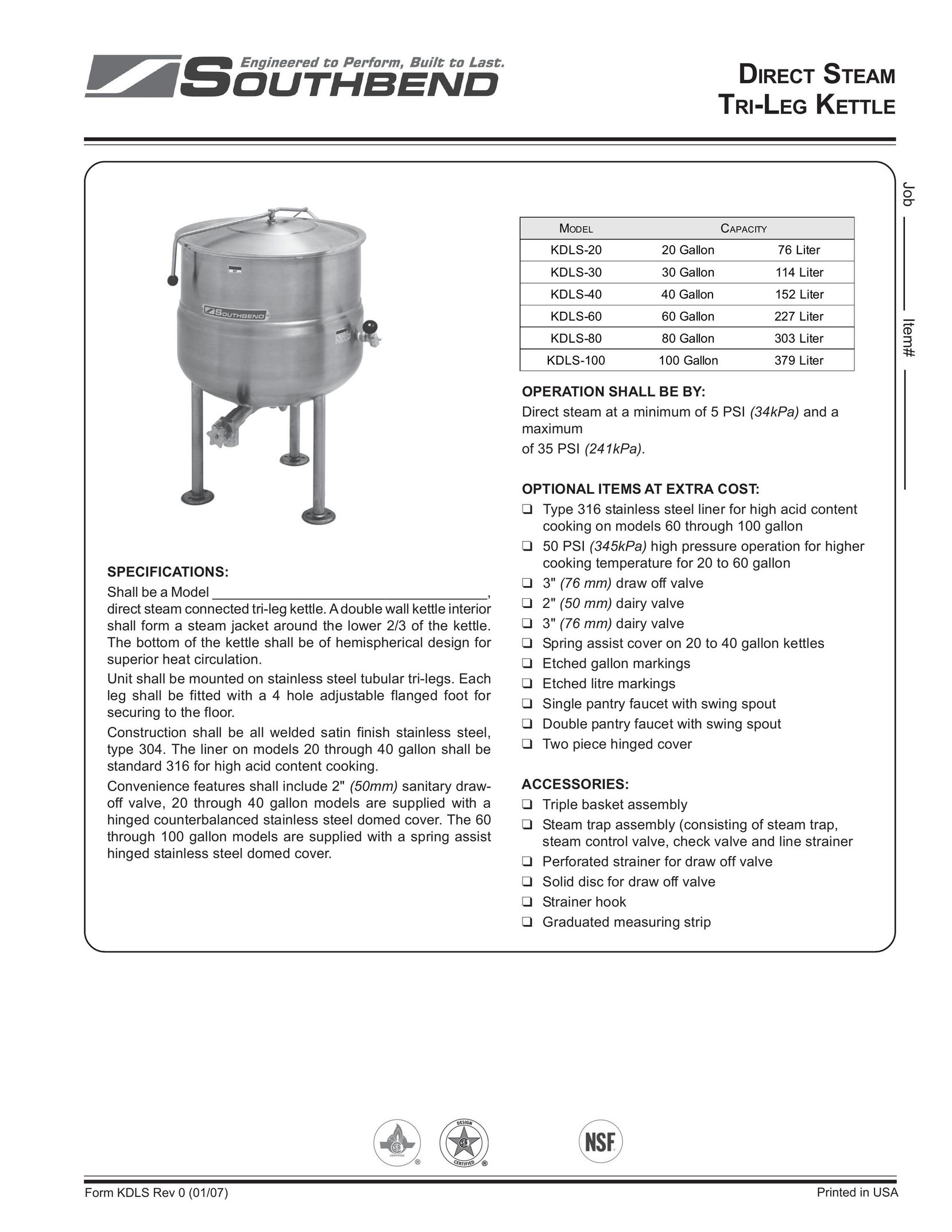Southbend KDLS-30 Hot Beverage Maker User Manual