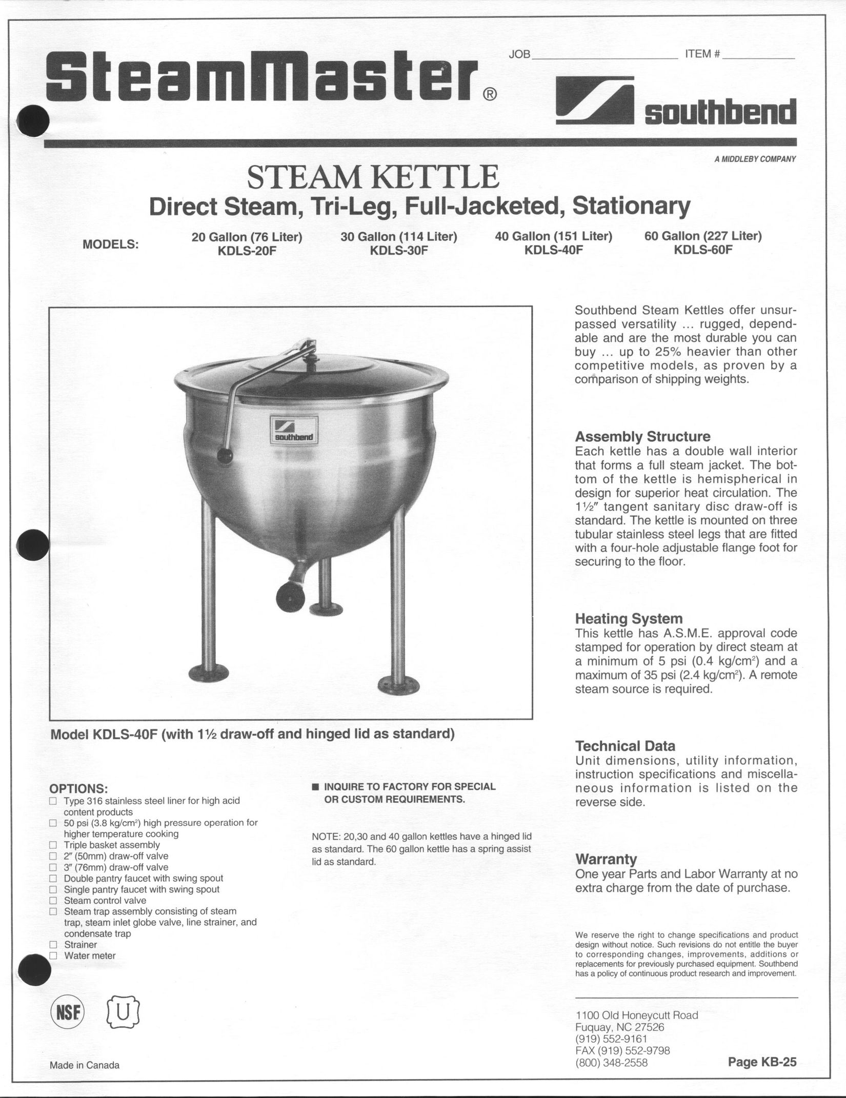 Southbend KDLS-30F Hot Beverage Maker User Manual