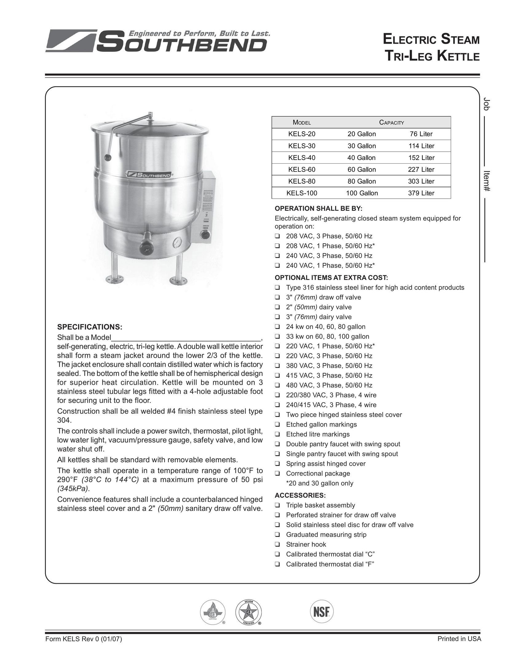 Southbend KELS-100 Hot Beverage Maker User Manual