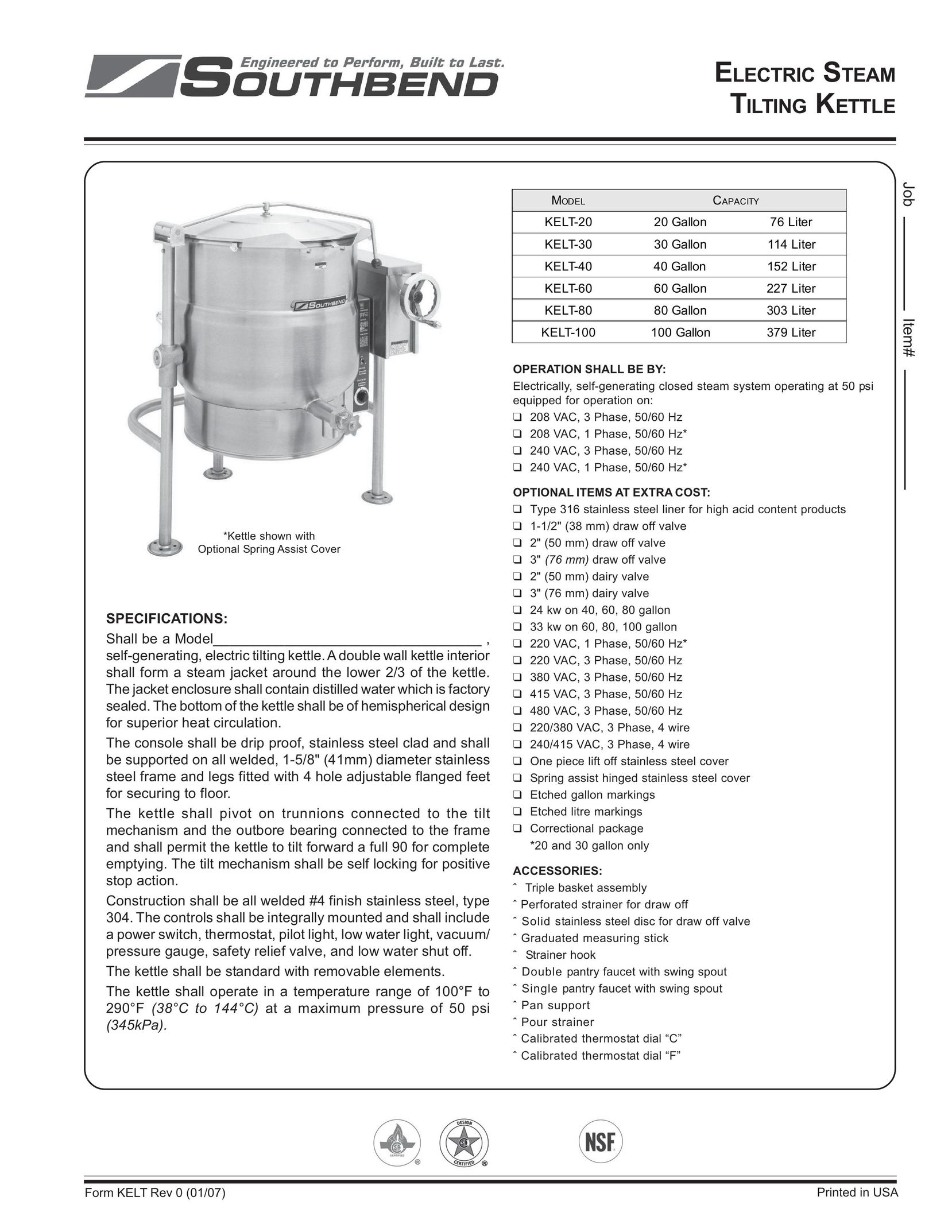 Southbend KELT-80 Hot Beverage Maker User Manual