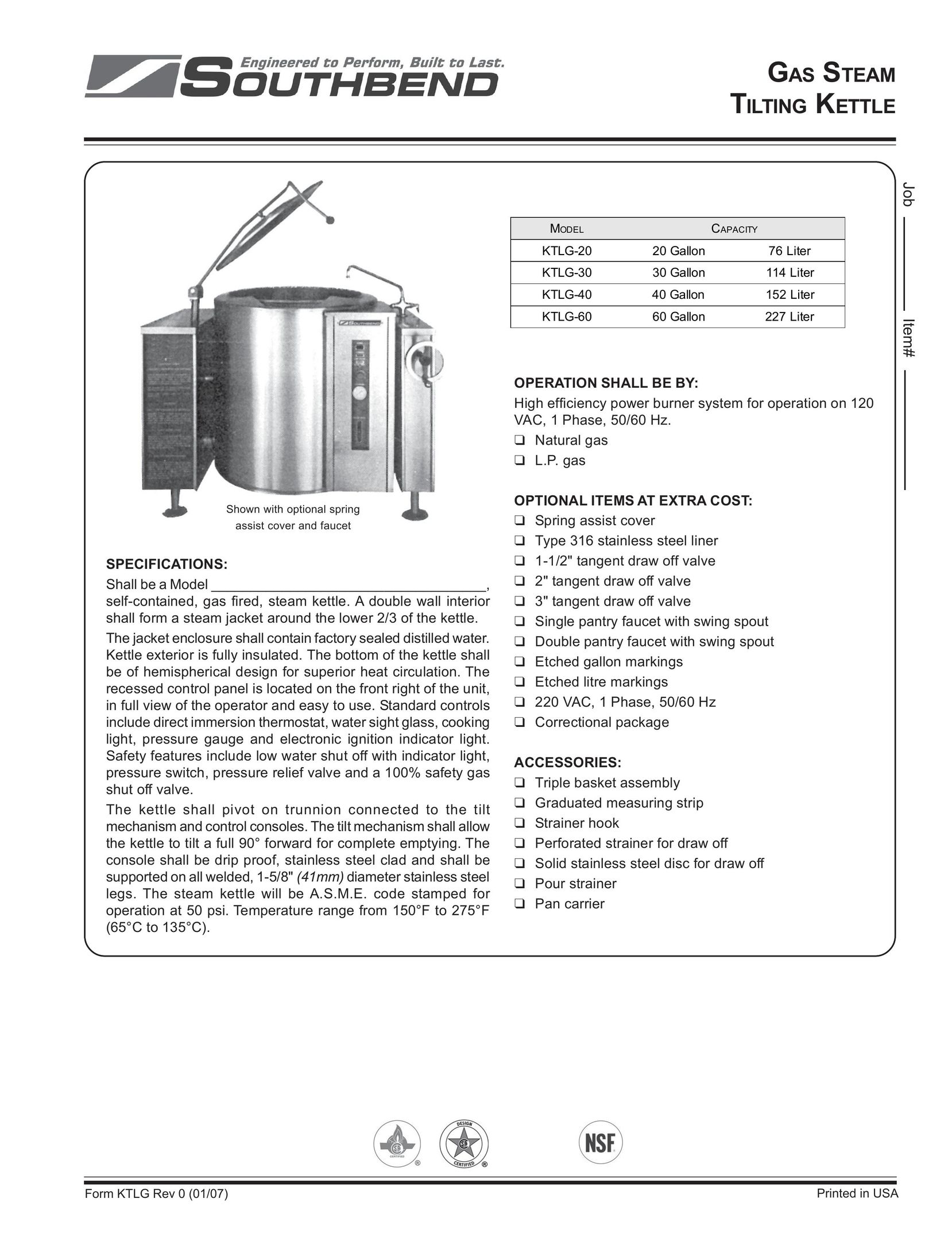 Southbend KTLG-20 Hot Beverage Maker User Manual