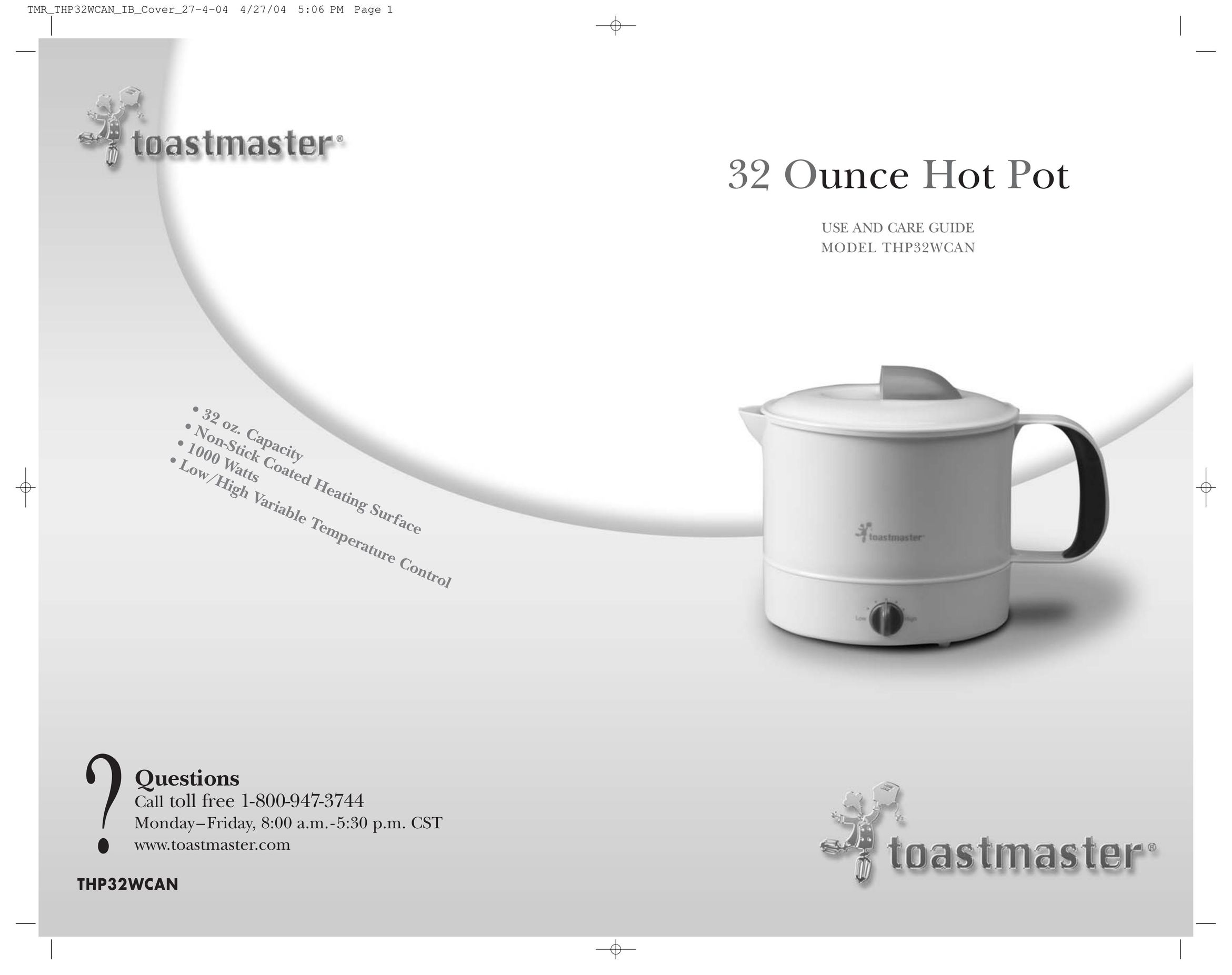 Toastmaster THP32WCAN Hot Beverage Maker User Manual