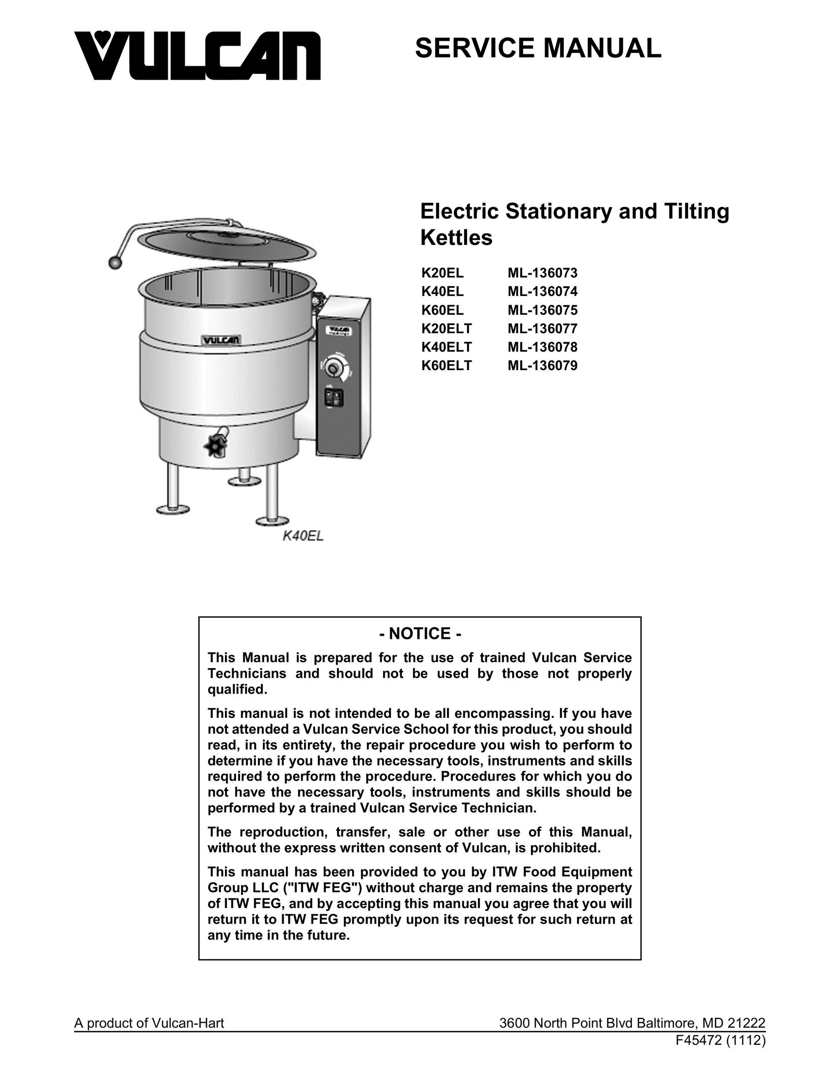 Vulcan-Hart K20EL ML-136073 Hot Beverage Maker User Manual