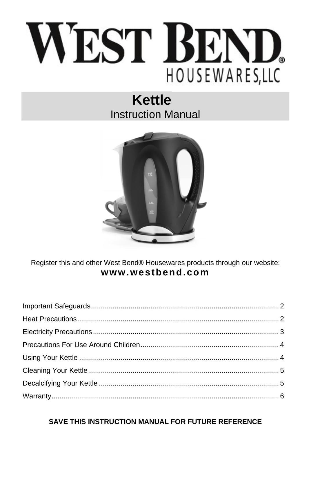 West Bend 53783 Hot Beverage Maker User Manual