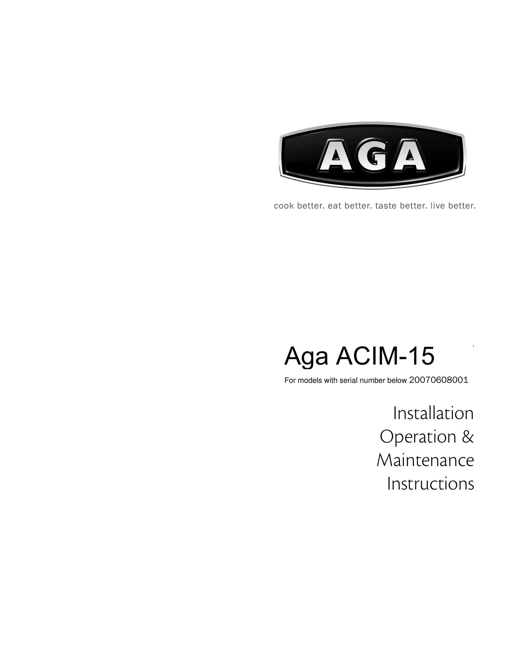 Aga Ranges 30AIM Ice Maker User Manual