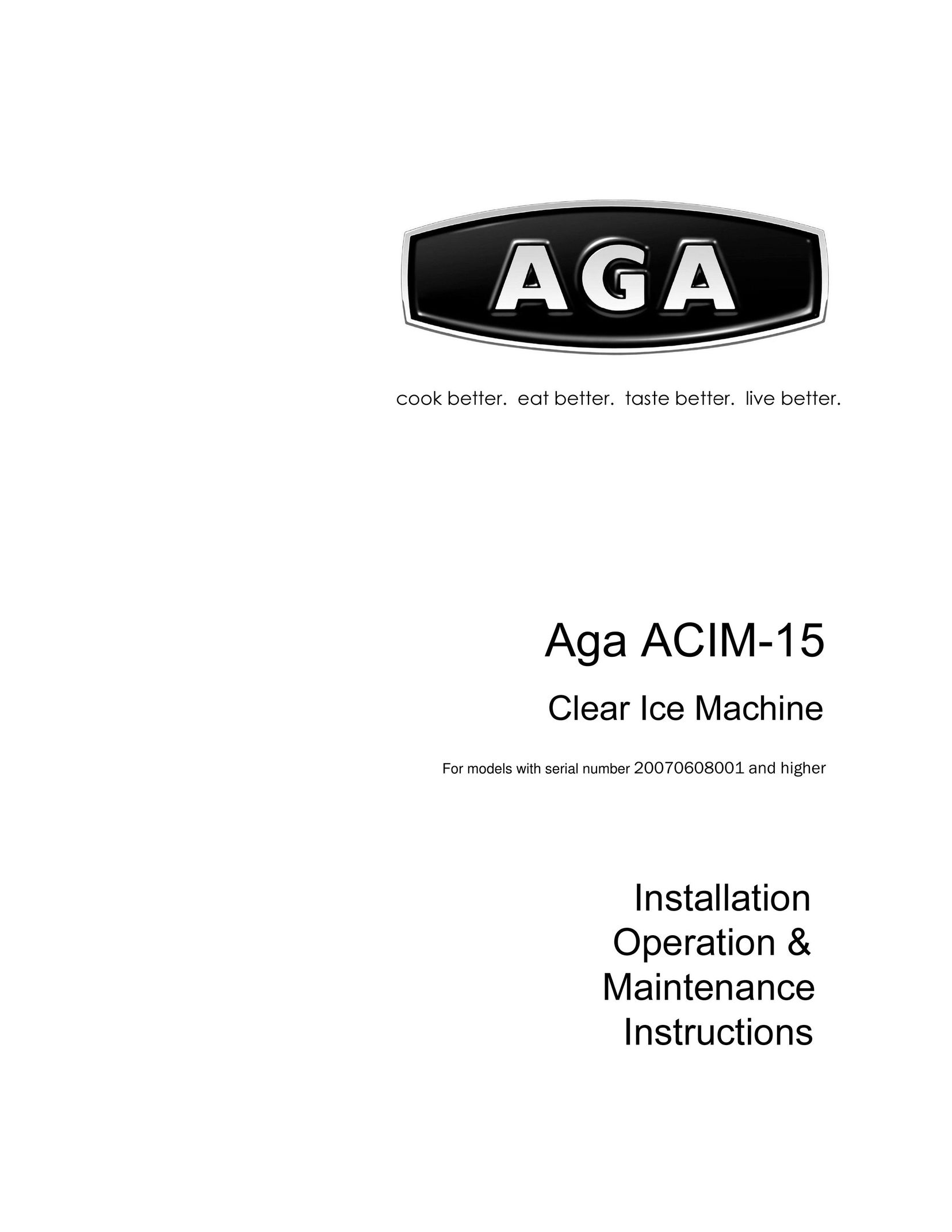 Aga Ranges ACIM-15 Ice Maker User Manual