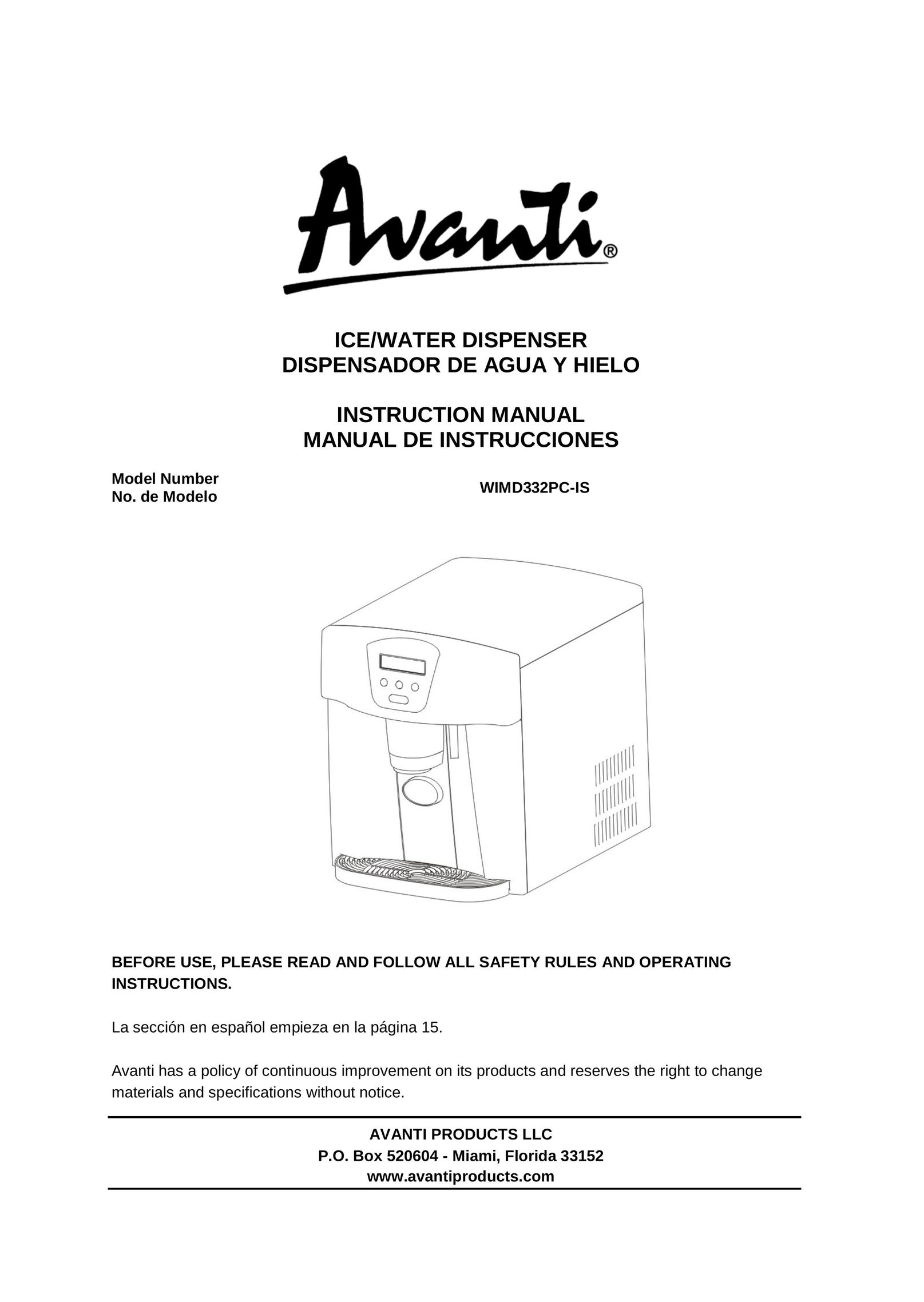 Avanti WIMD332PC-IS Ice Maker User Manual