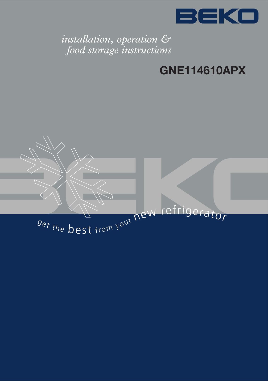 Beko GNE114610APX Ice Maker User Manual