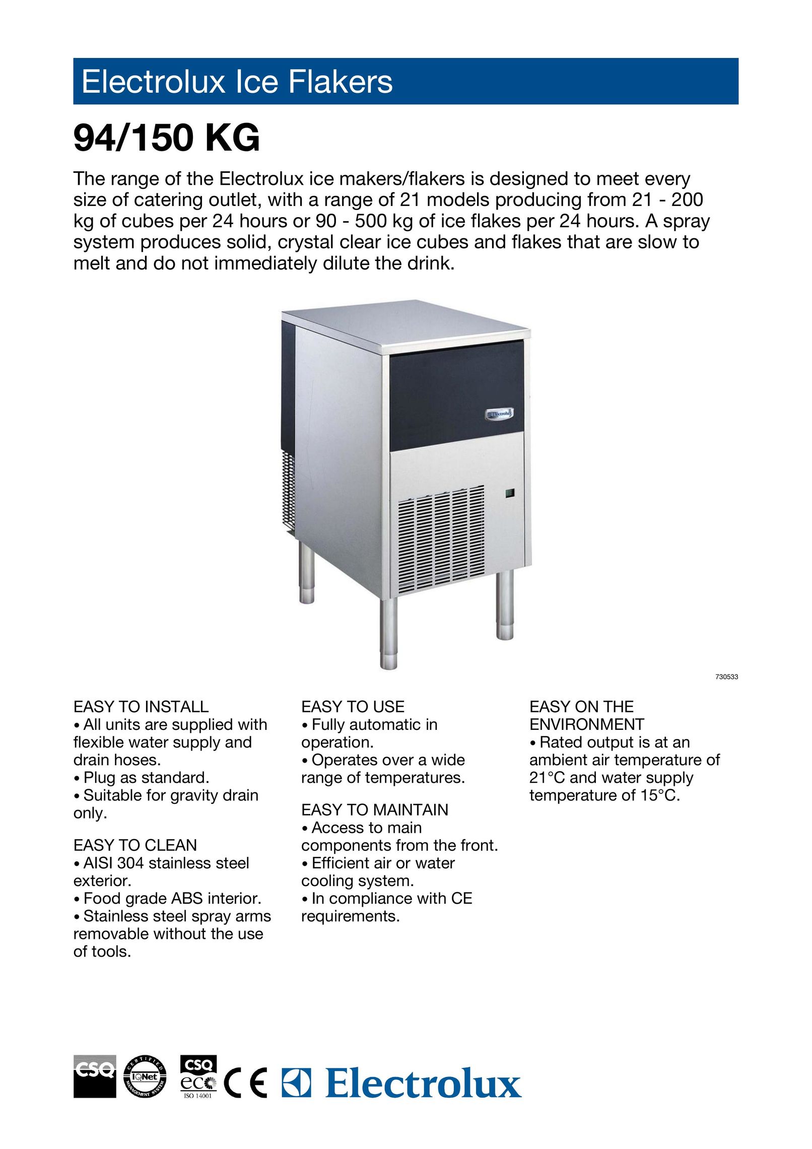 Electrolux 730533 Ice Maker User Manual