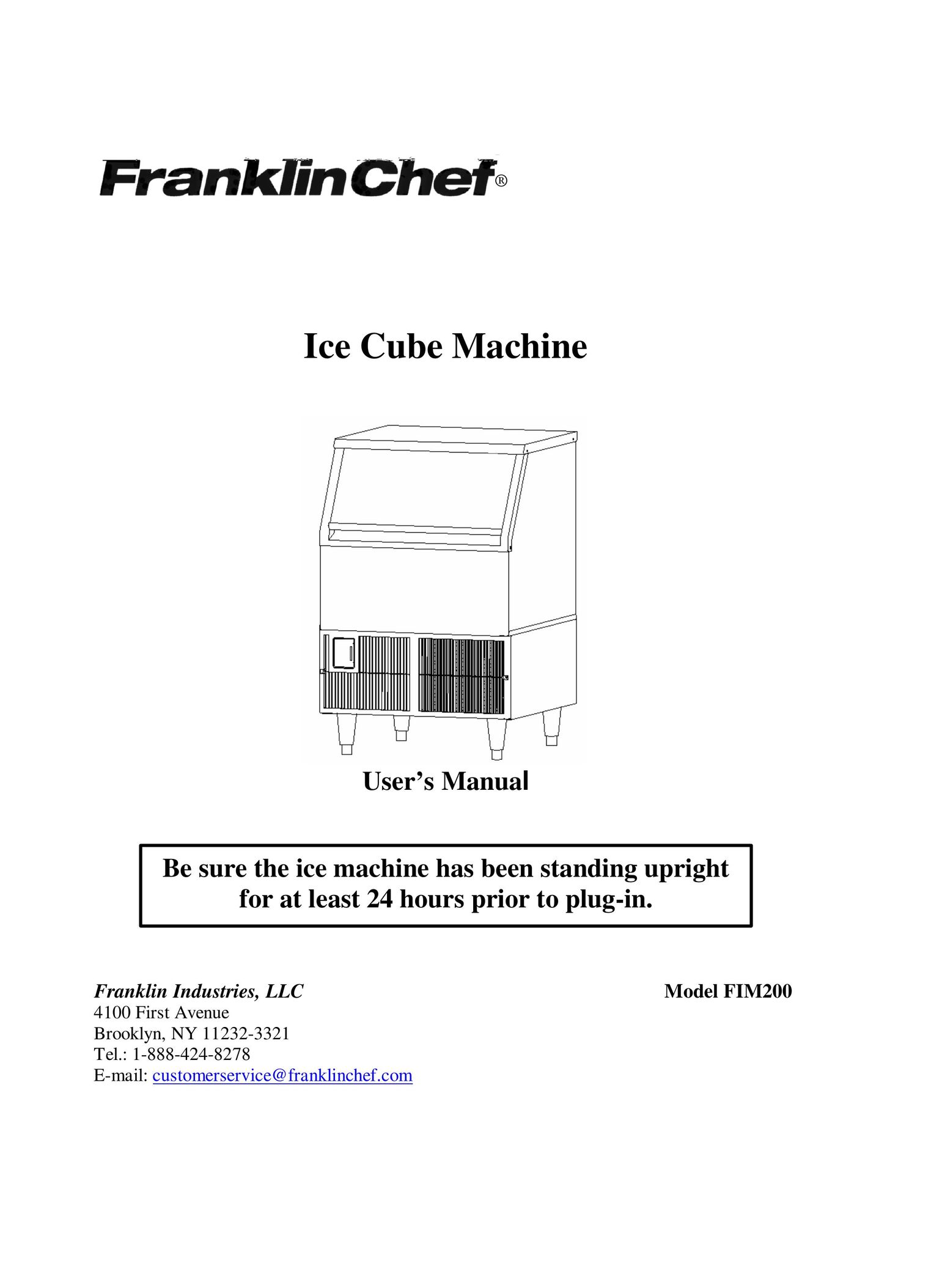 Franklin Industries, L.L.C. FIM200 Ice Maker User Manual