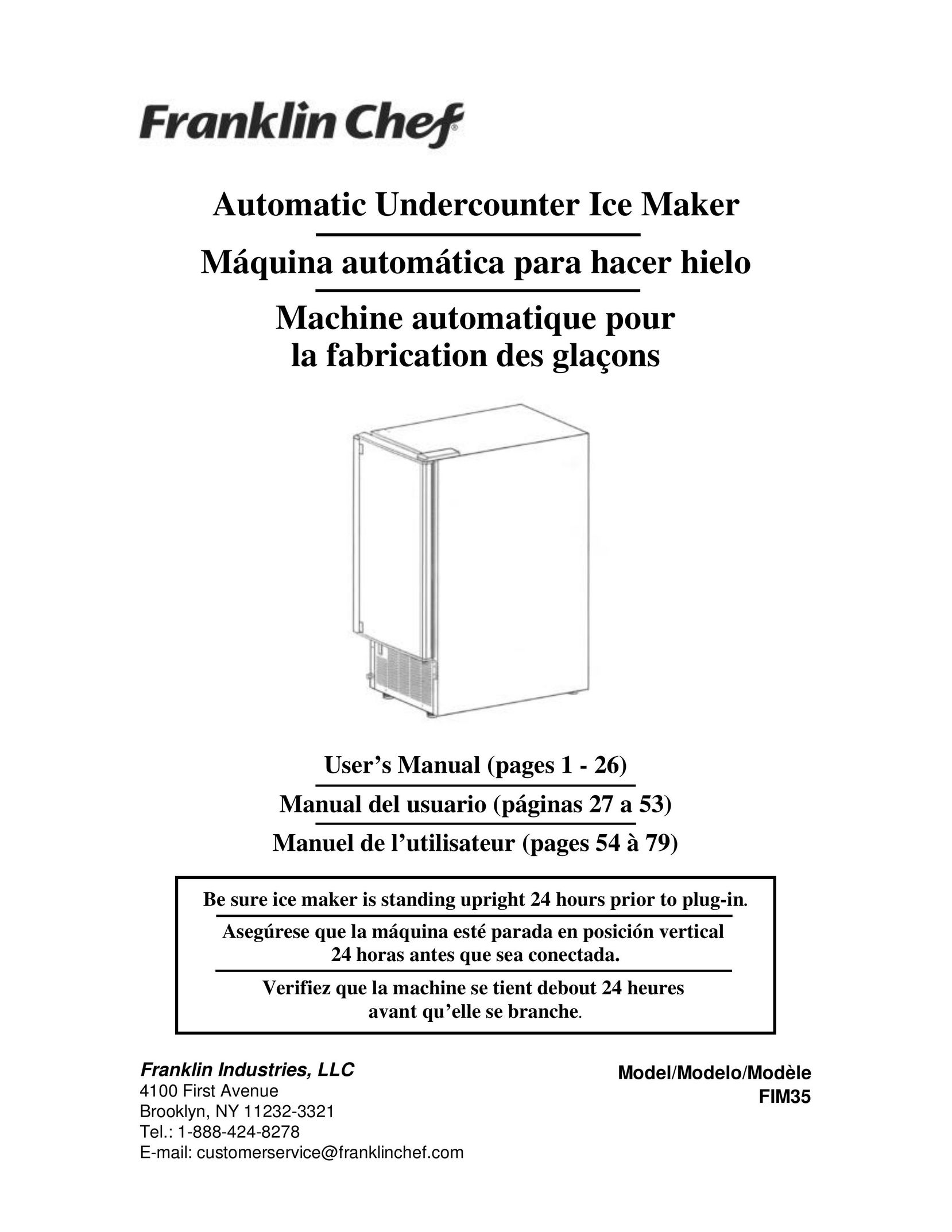 Franklin Industries, L.L.C. fim35 Ice Maker User Manual