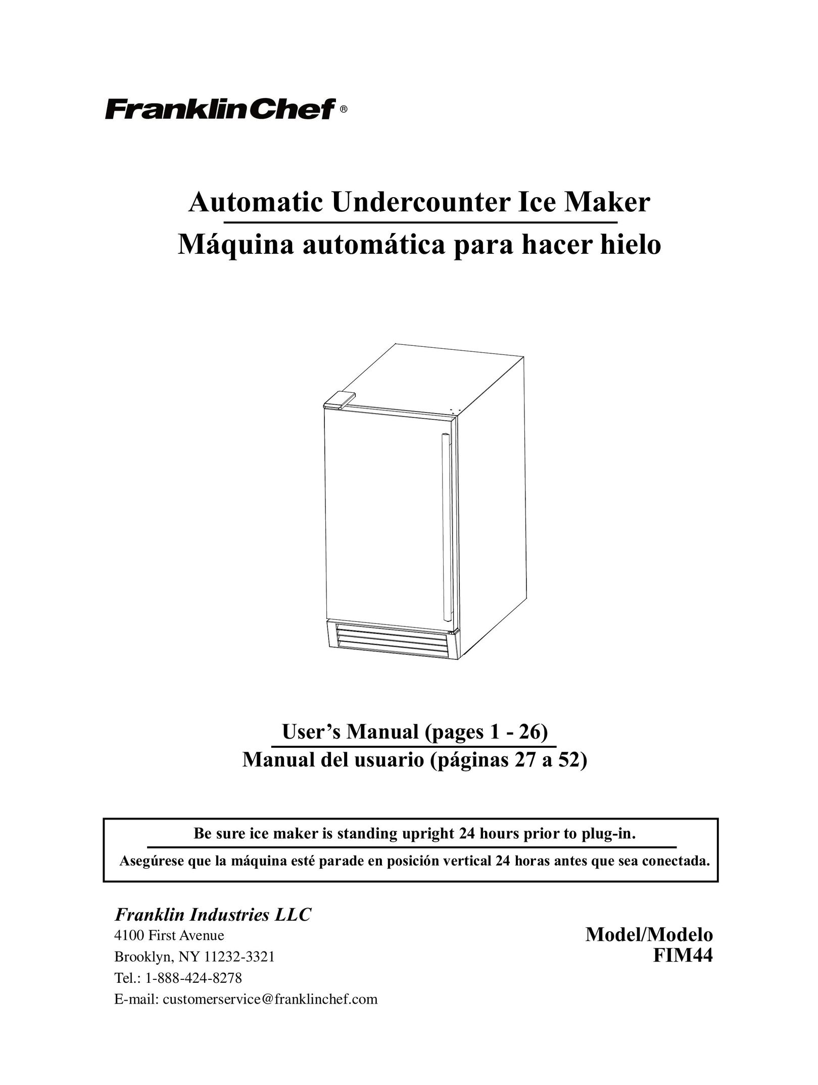 Franklin Industries, L.L.C. FIM44 Ice Maker User Manual