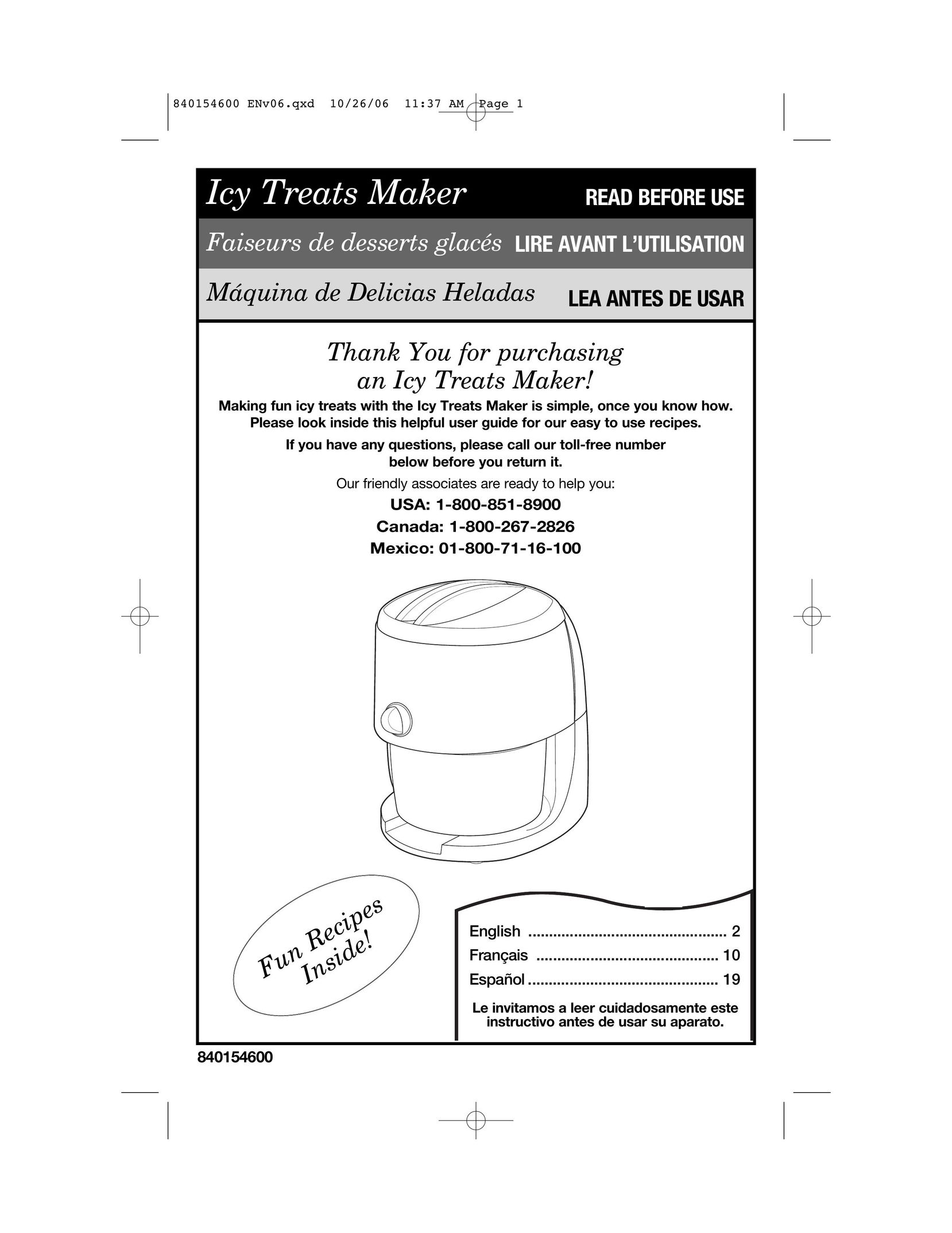 Hamilton Beach 840154600 Ice Maker User Manual