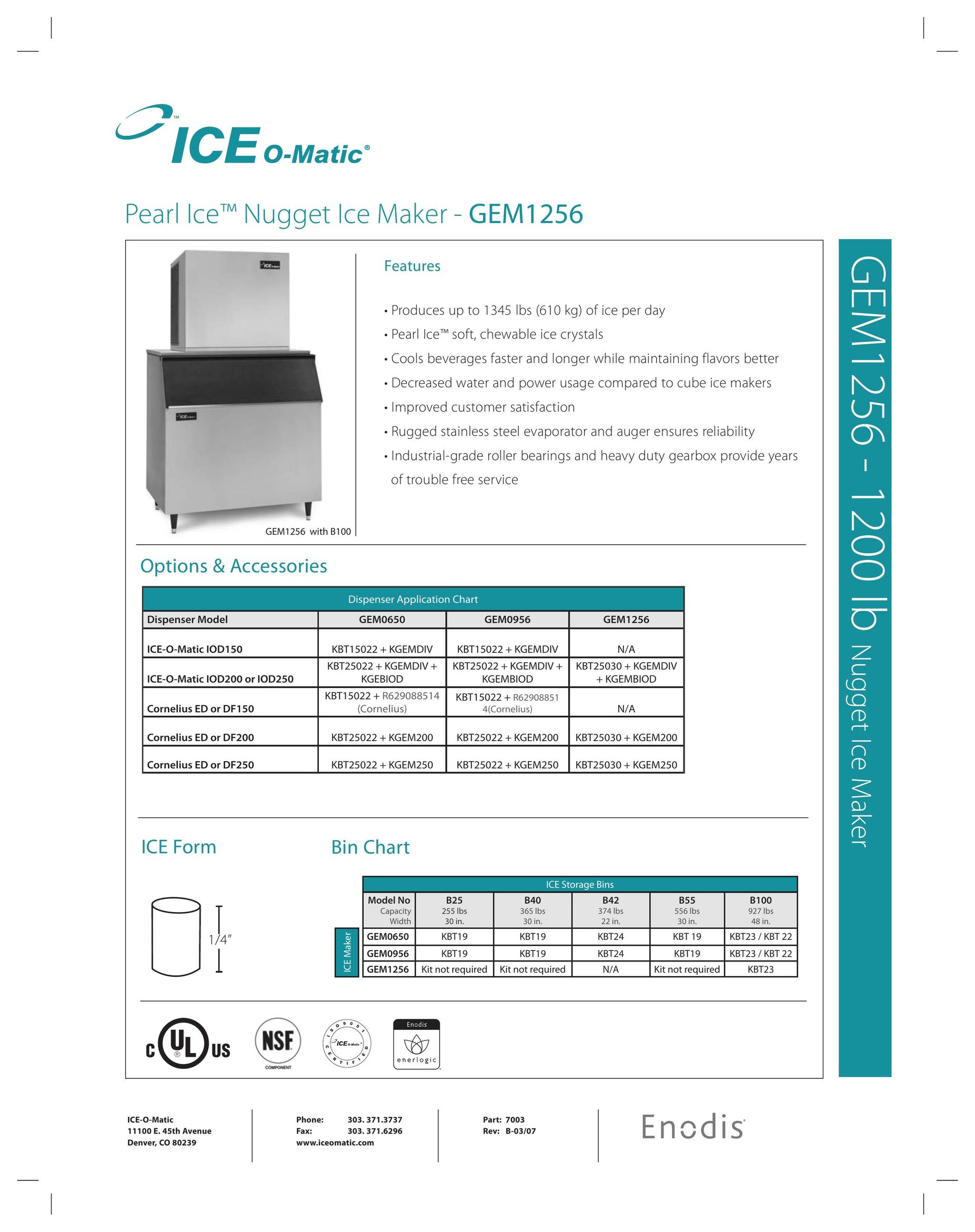 Ice-O-Matic GEM 1256 Ice Maker User Manual