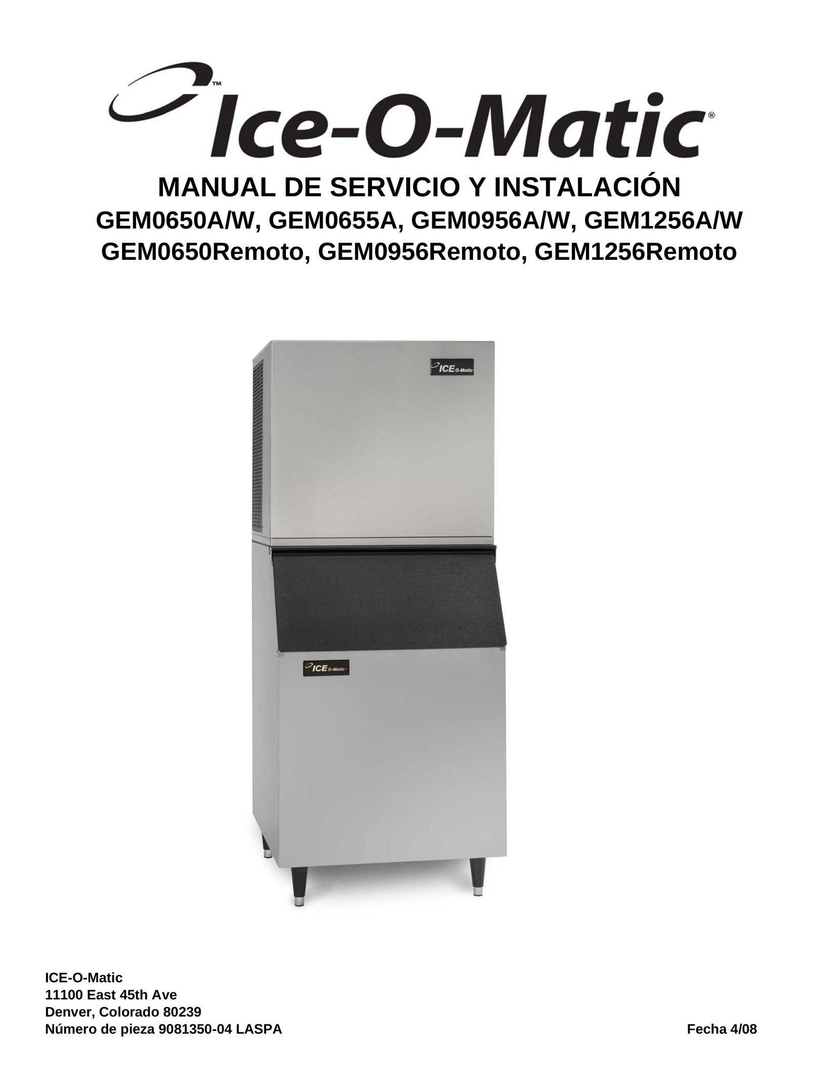 Ice-O-Matic GEM0956A/W Ice Maker User Manual