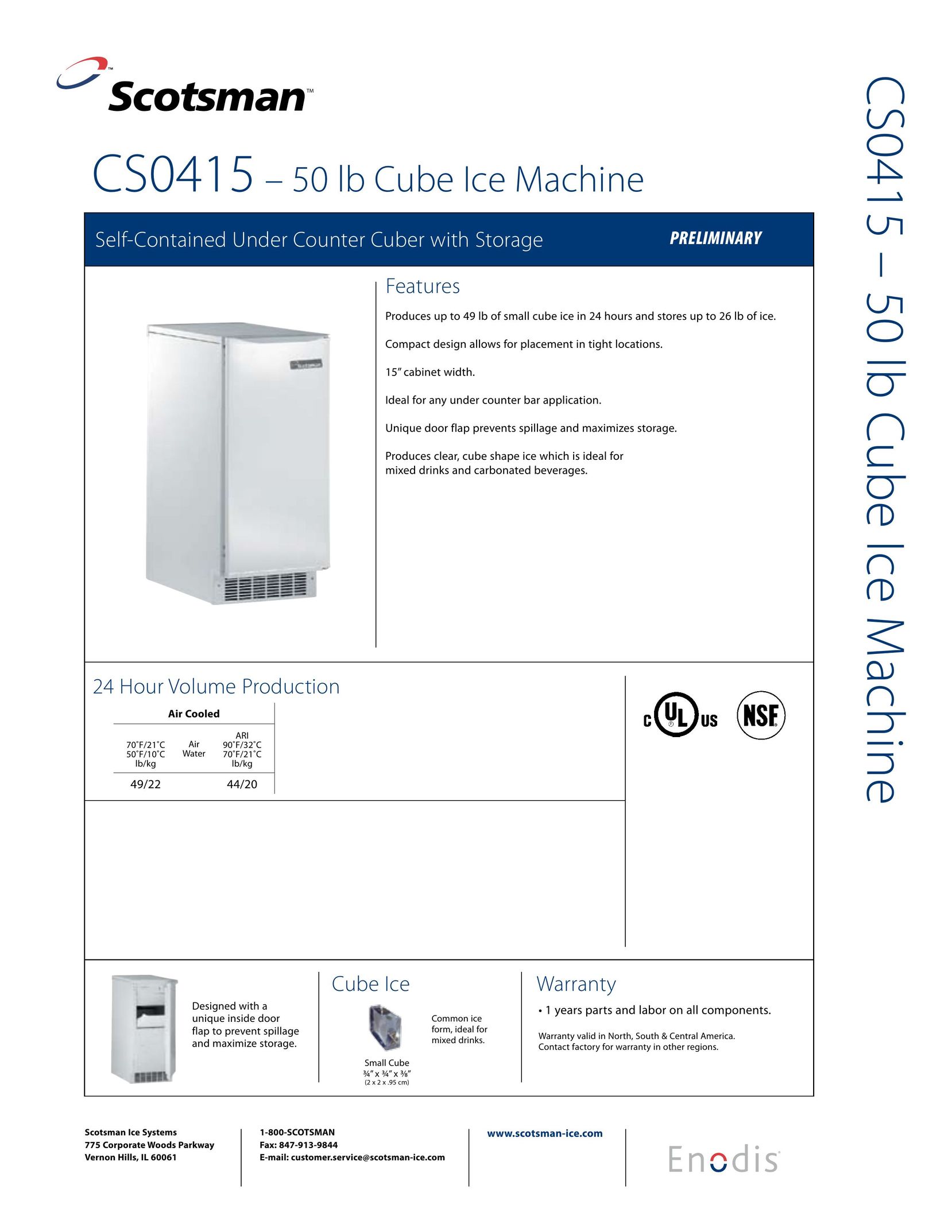Scotsman Ice CS0415 Ice Maker User Manual