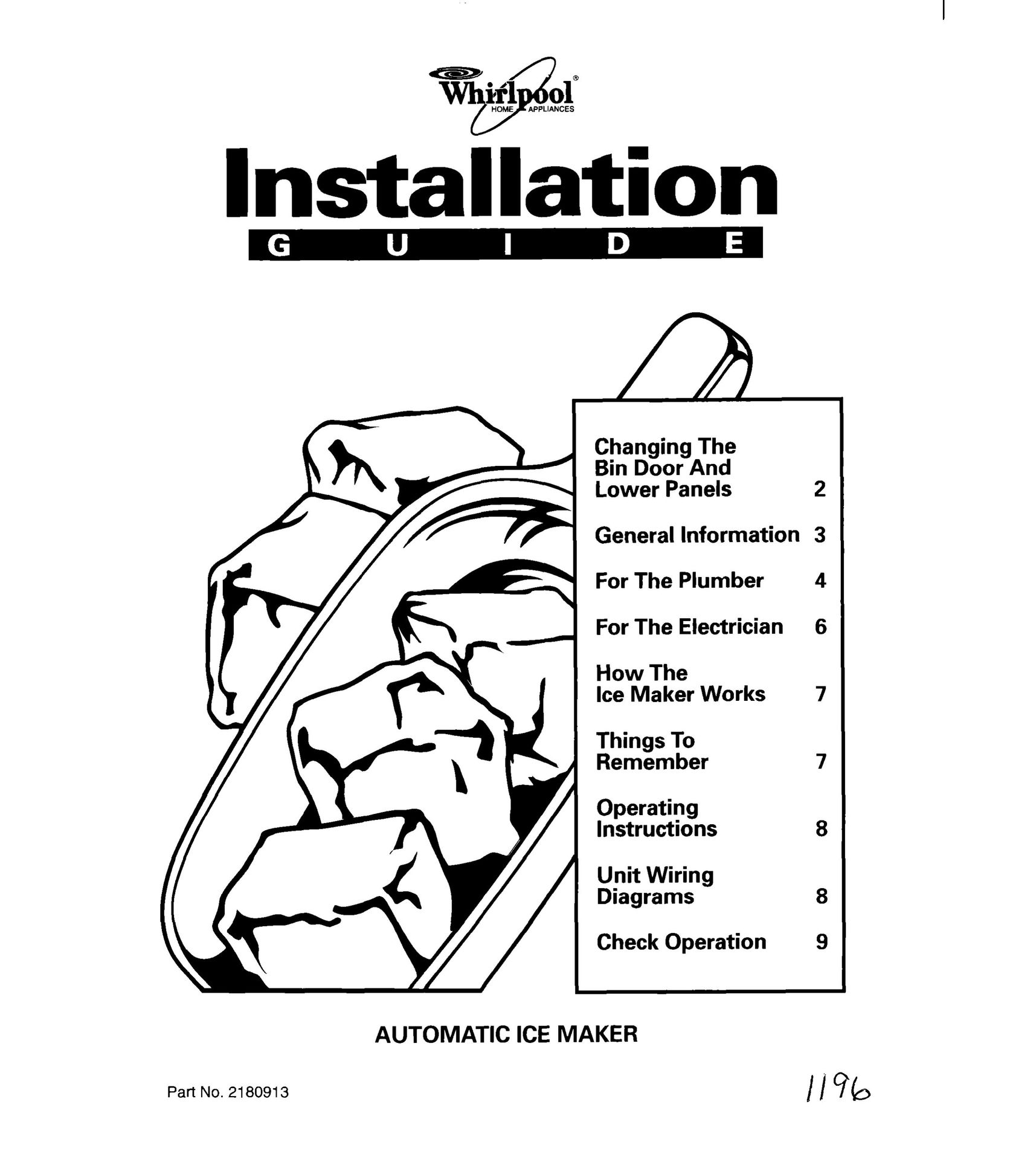 Whirlpool 2180913 Ice Maker User Manual