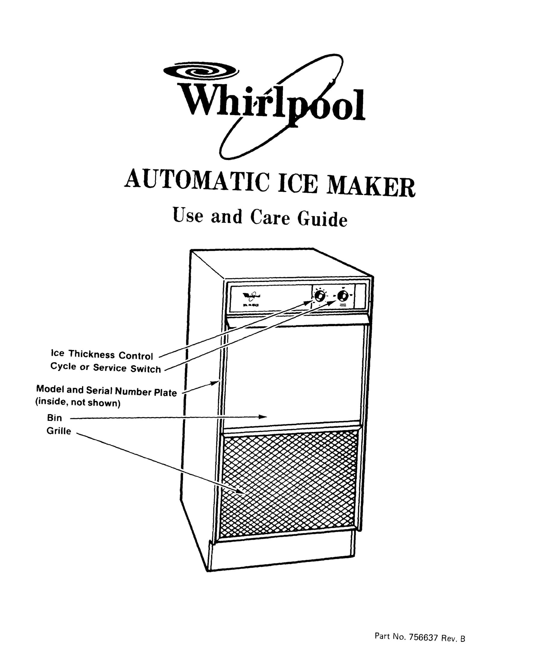 Whirlpool EHC511 Ice Maker User Manual