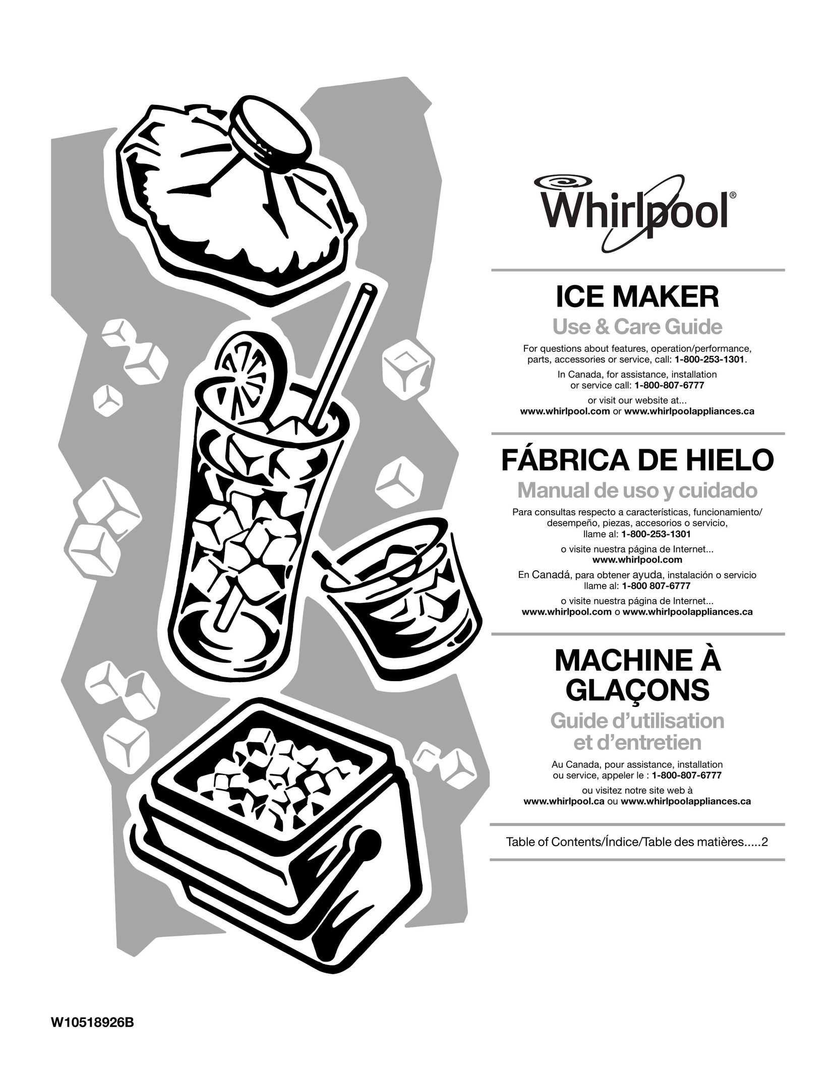 Whirlpool GI15NDXZB Ice Maker User Manual