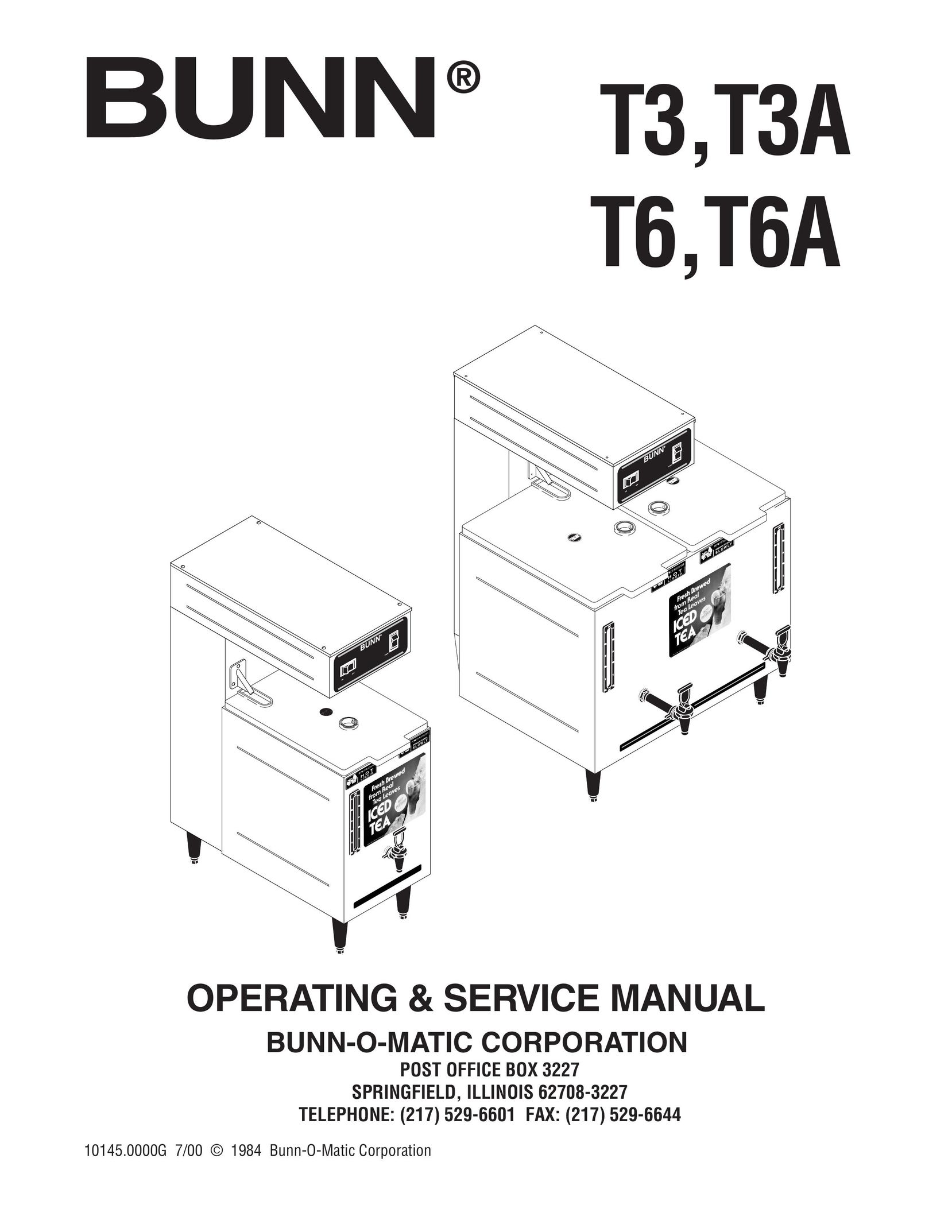 Bunn T3A Ice Tea Maker User Manual