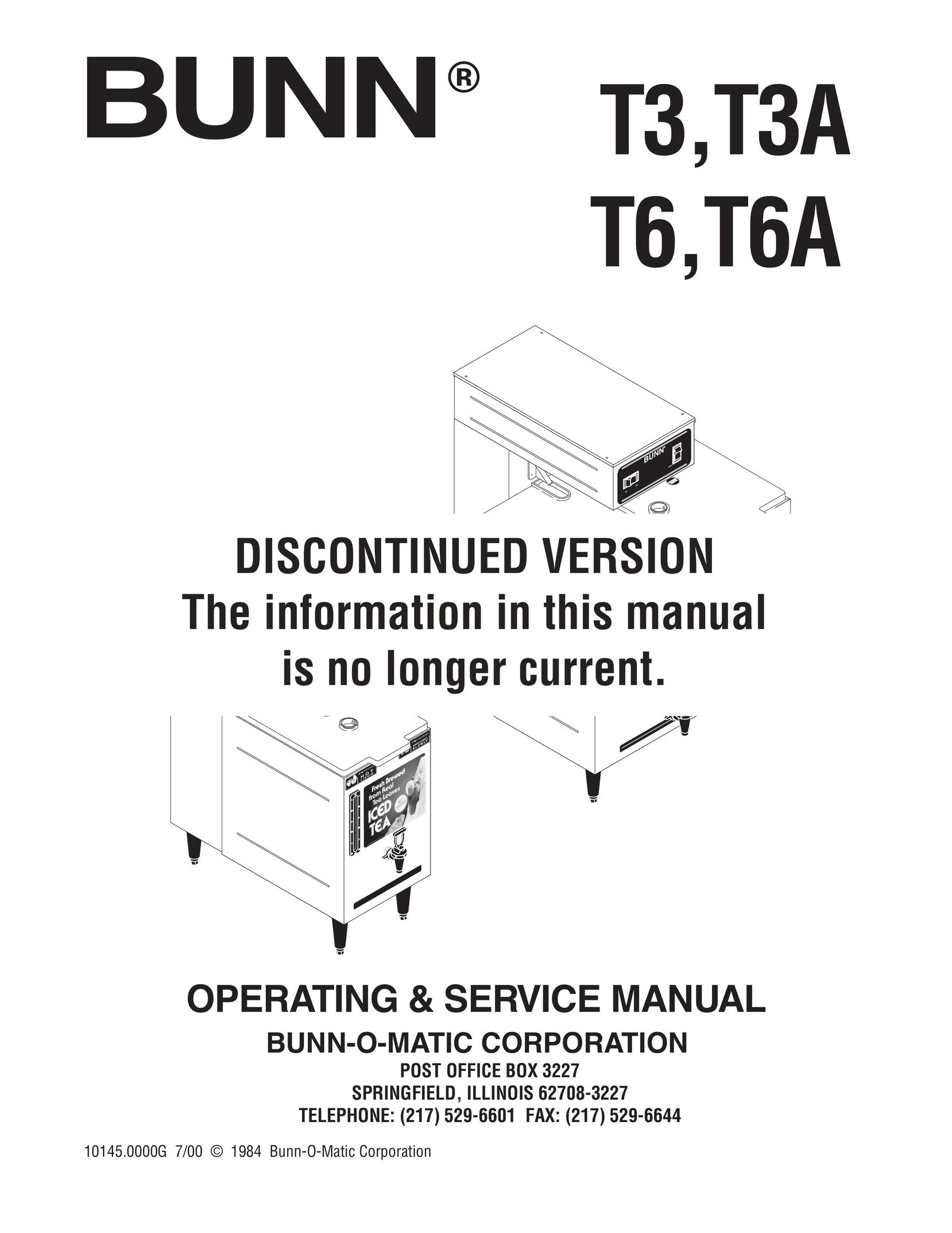Bunn T6A Ice Tea Maker User Manual