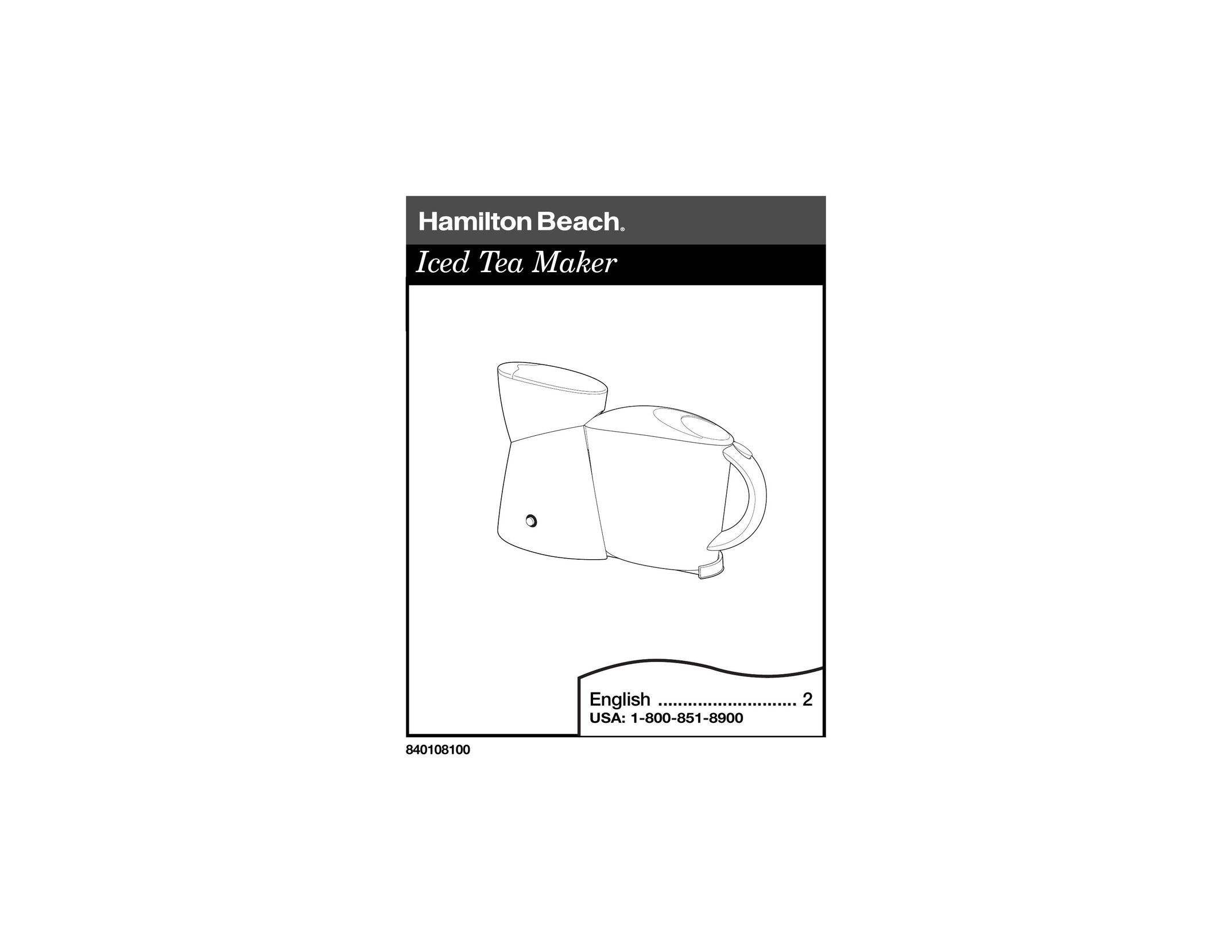 Hamilton Beach Iced Tea Maker Ice Tea Maker User Manual