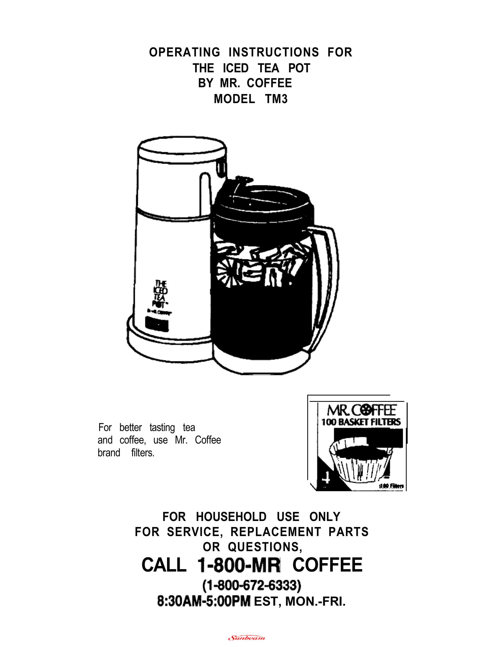 Mr. Coffee TM3 Ice Tea Maker User Manual