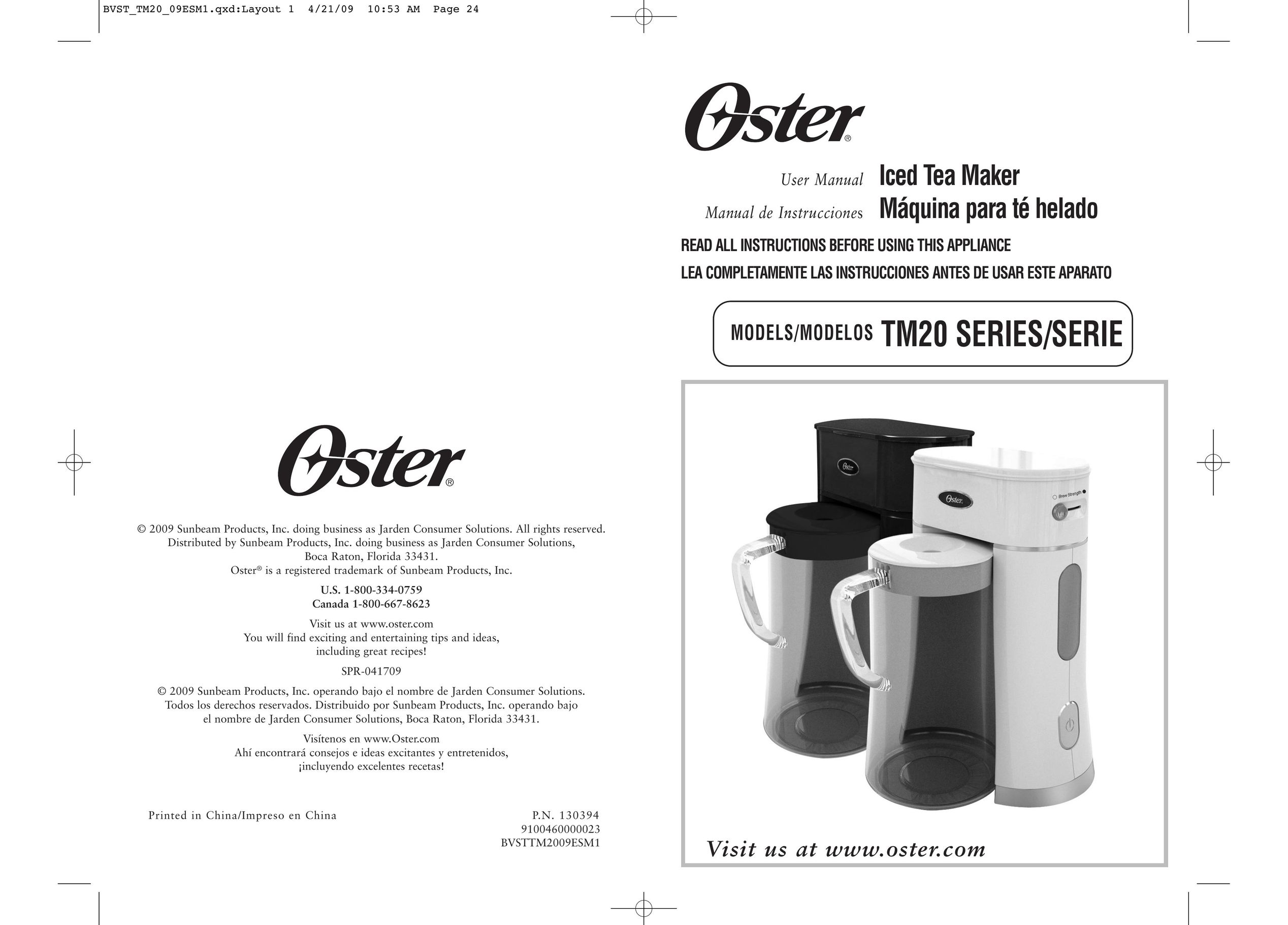 Oster BVST-TM20 Ice Tea Maker User Manual