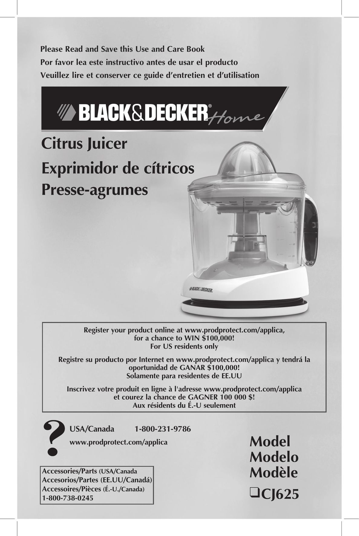 Black & Decker CJ625 Juicer User Manual