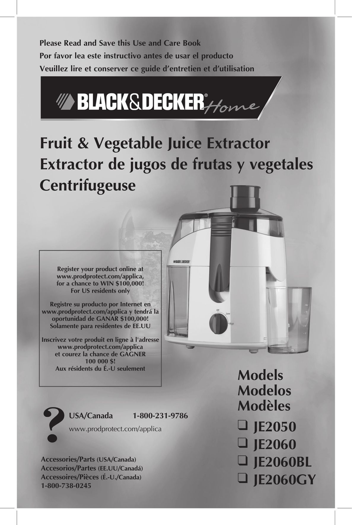 Black & Decker JE2060BL Juicer User Manual