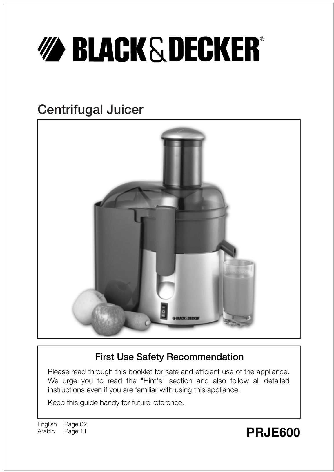 Black & Decker PRJE600 Juicer User Manual