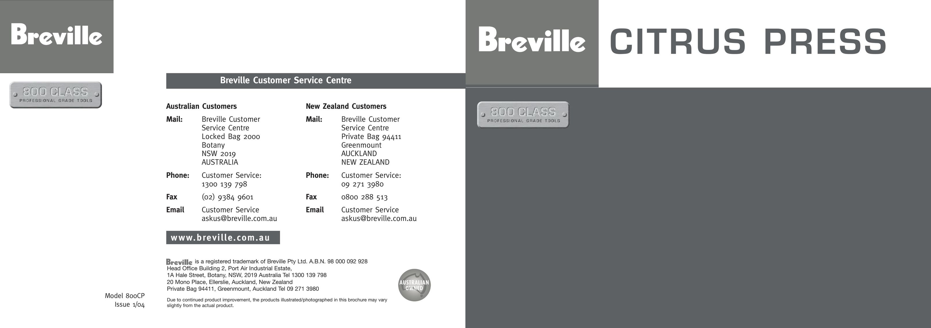 Breville 800CP Juicer User Manual