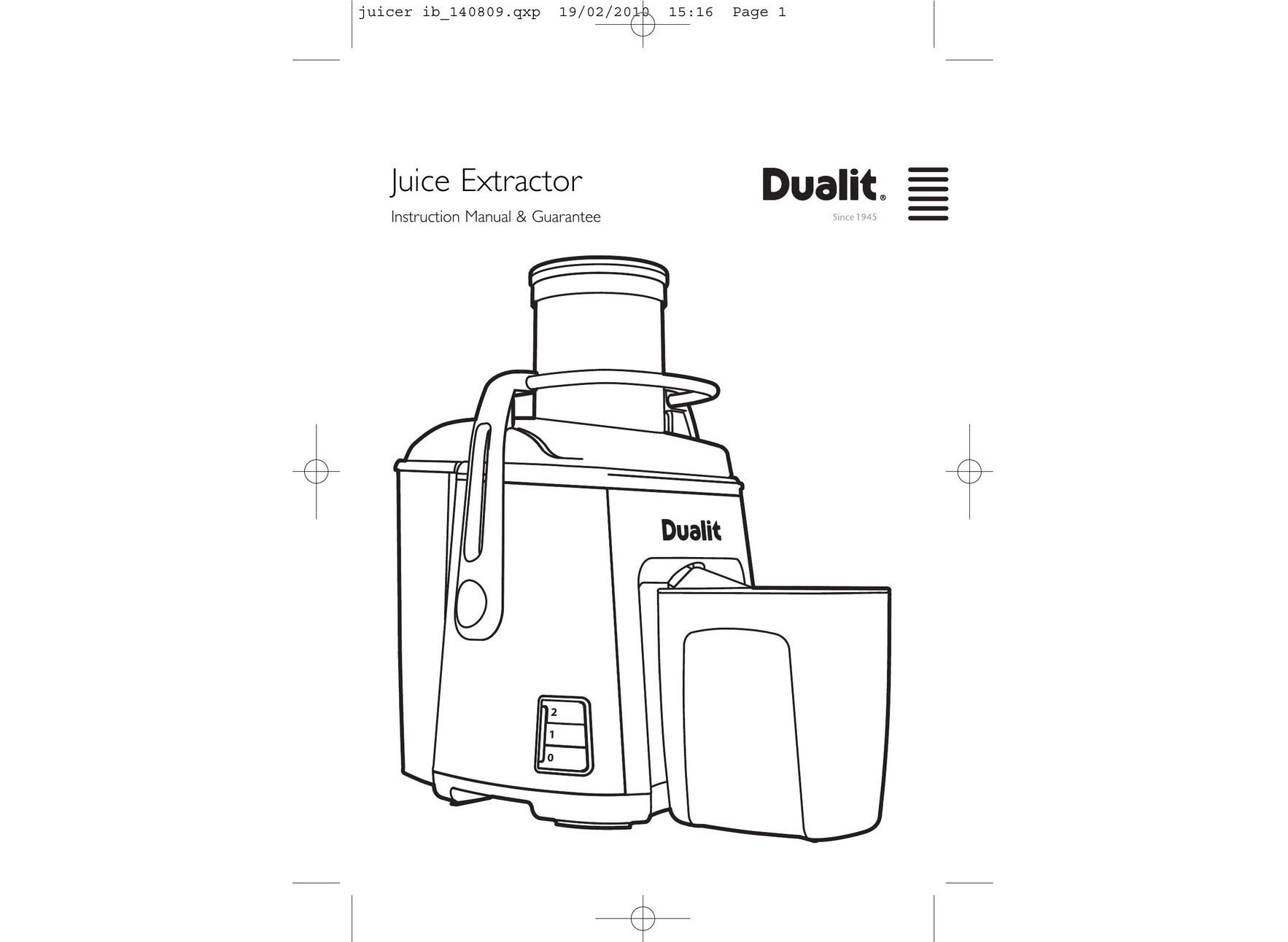 Dualit ib_140809.qxp Juicer User Manual