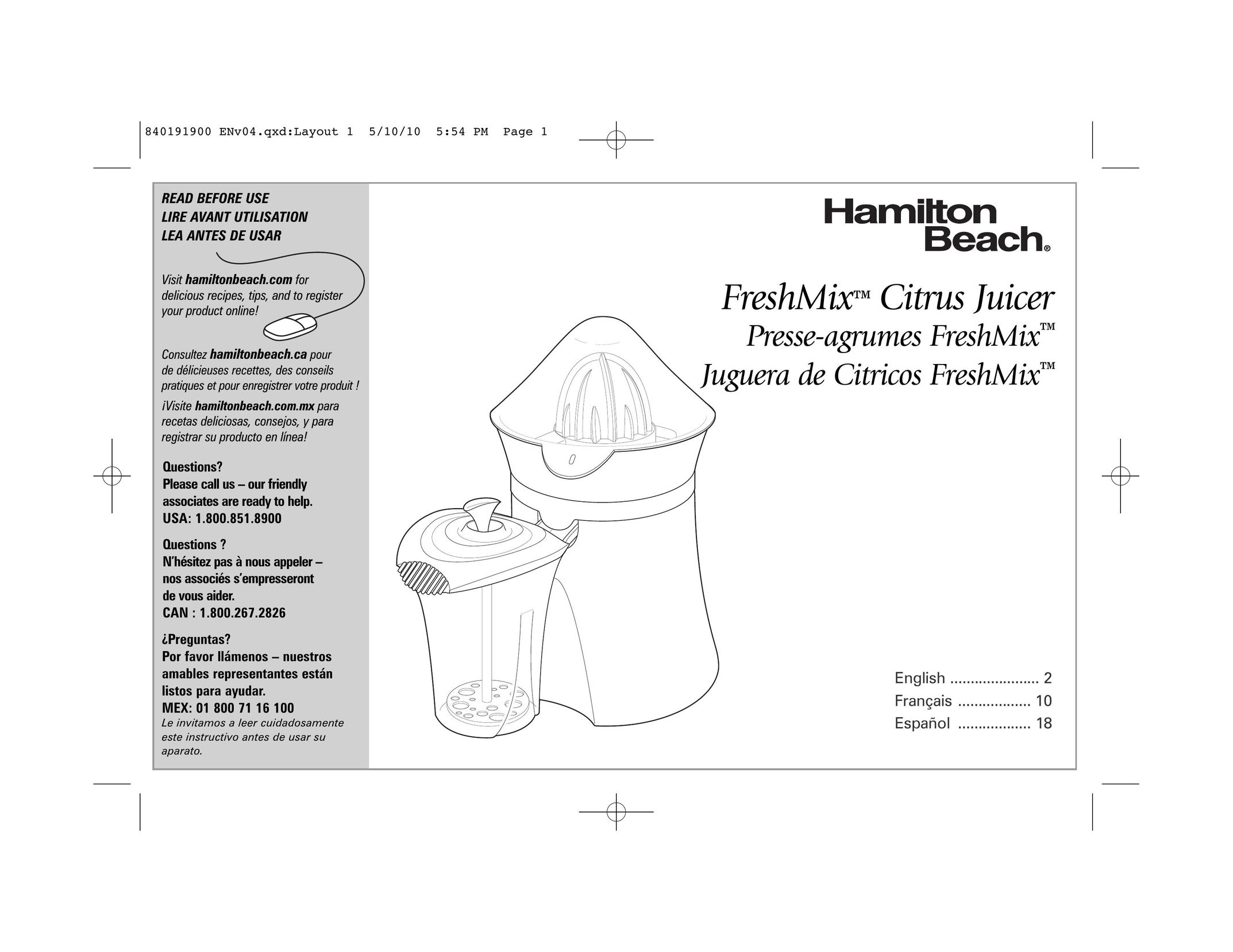 Hamilton Beach 66333 Juicer User Manual
