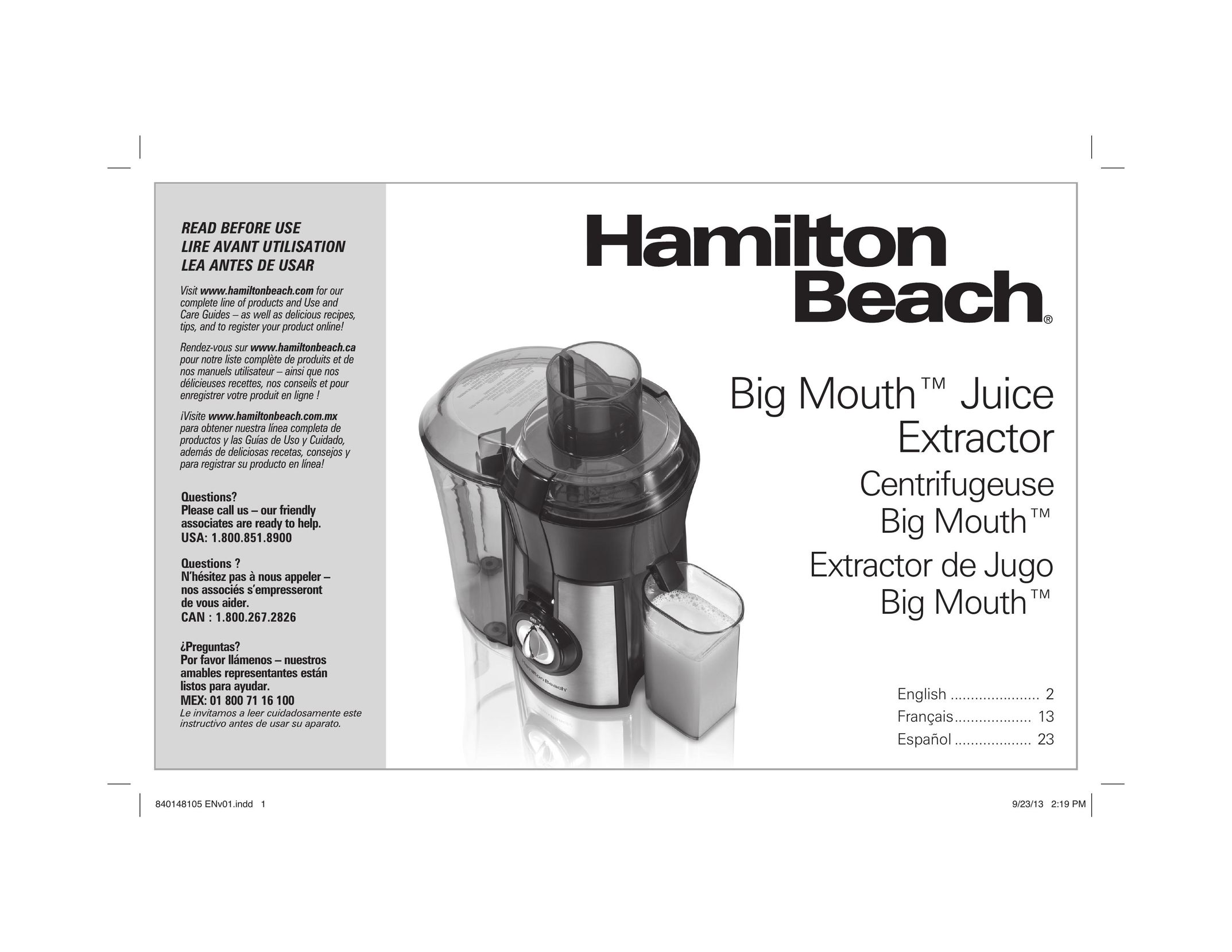 Hamilton Beach 67608 Juicer User Manual