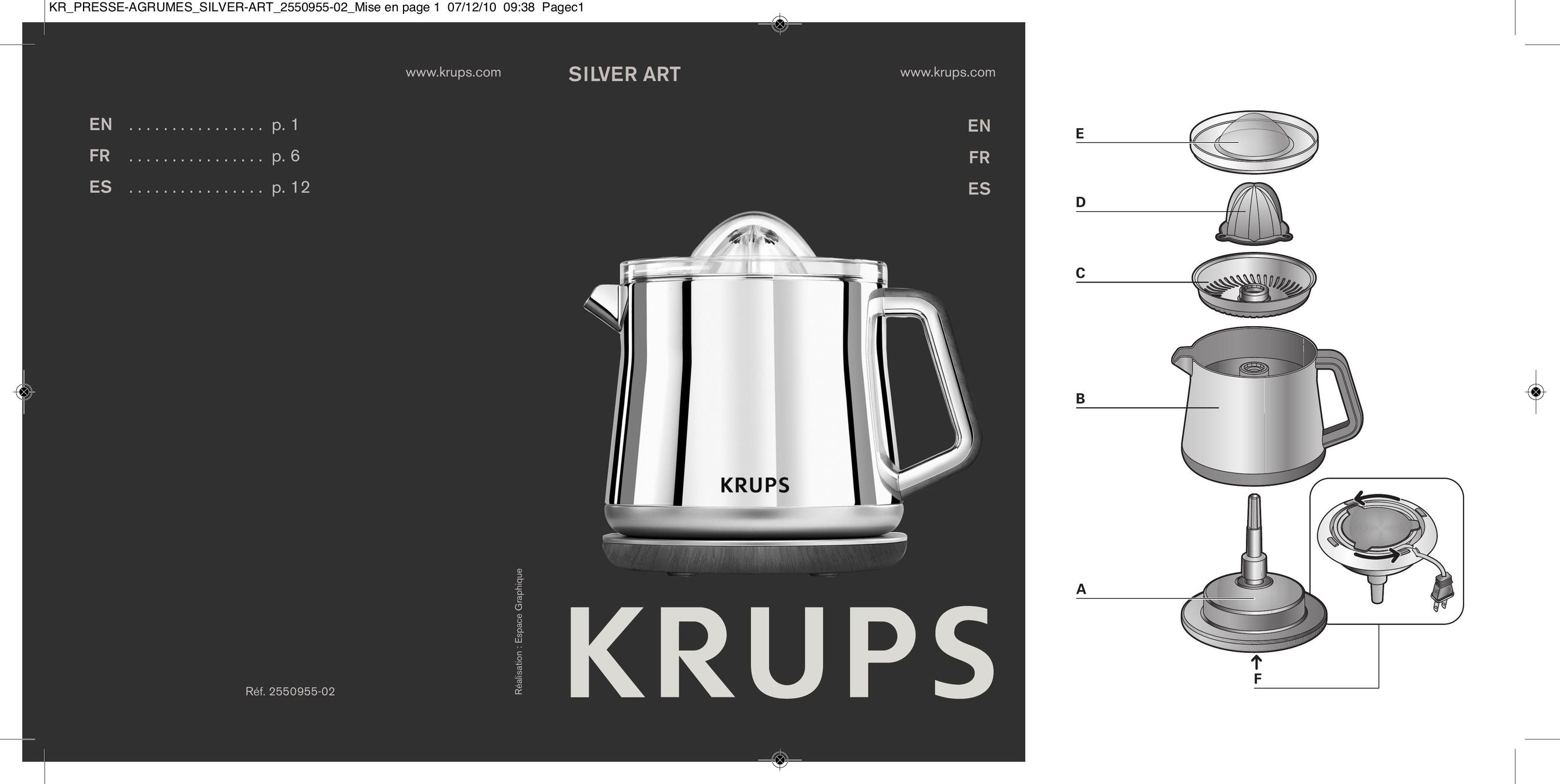 Krups 2550955-02 Juicer User Manual