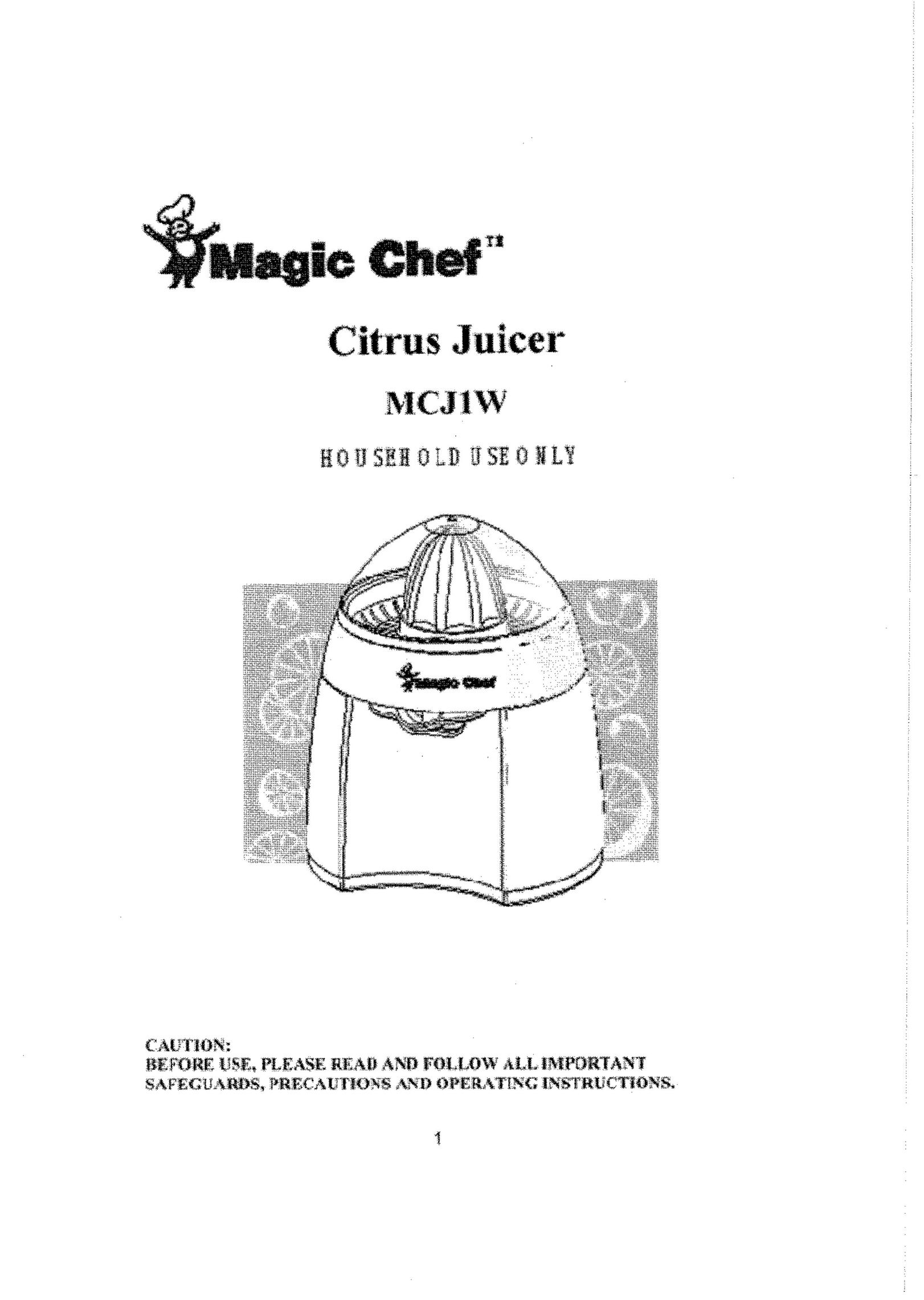 Magic Chef MCJ1W Juicer User Manual