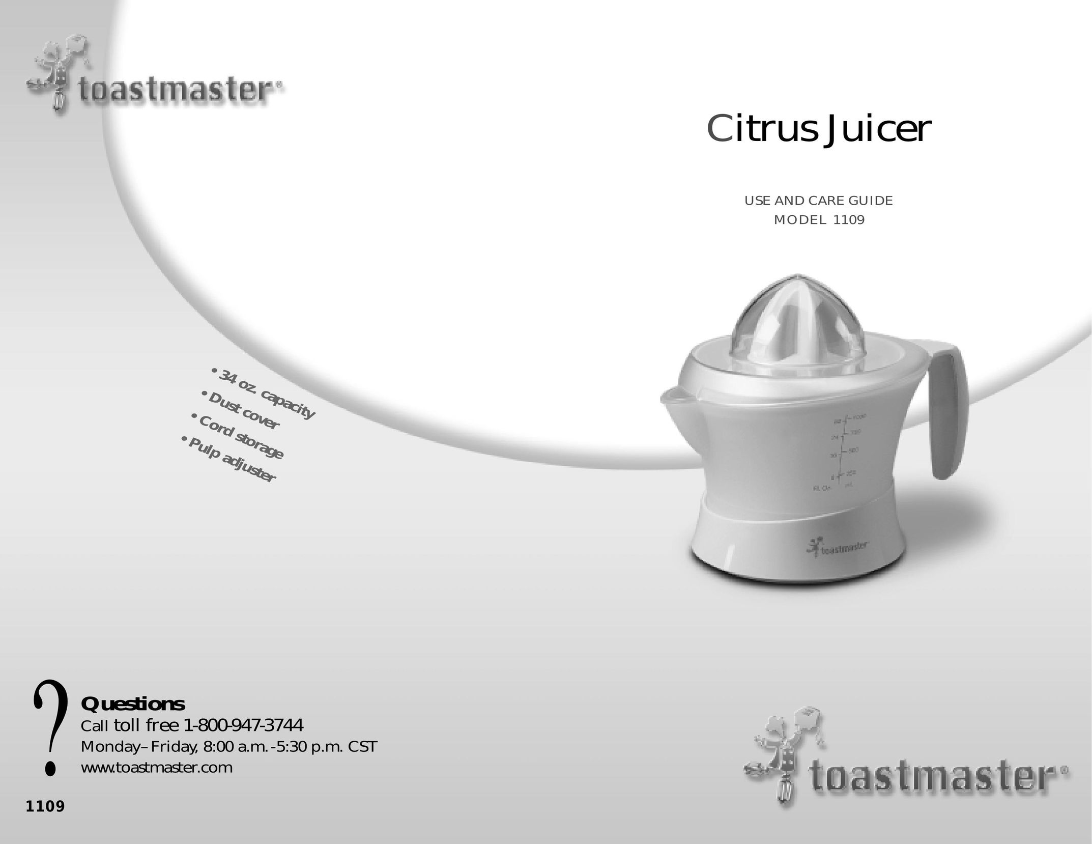Toastmaster 1109 Juicer User Manual