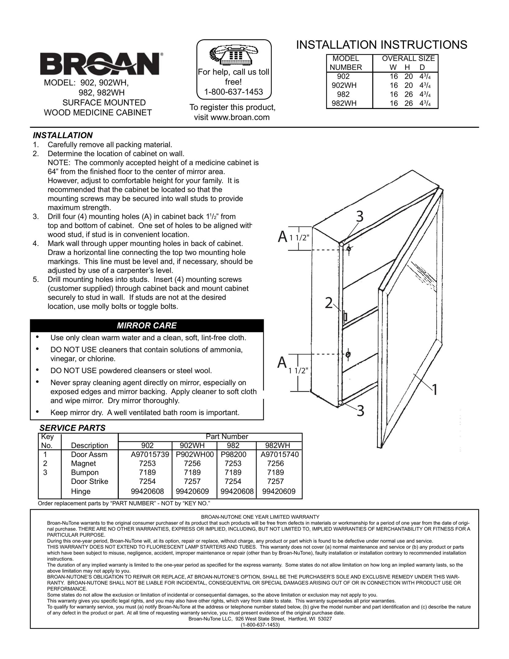 Broan 902WH Kitchen Entertainment Center User Manual