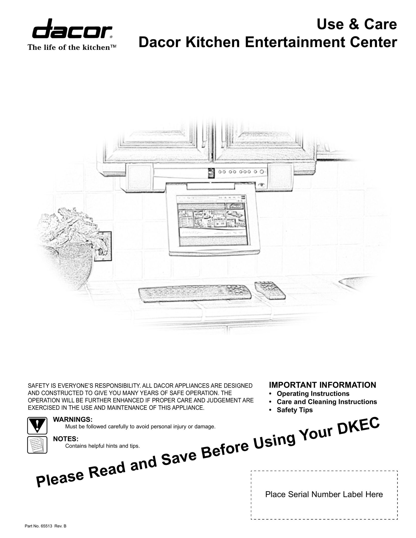 Dacor 65513REV.B Kitchen Entertainment Center User Manual