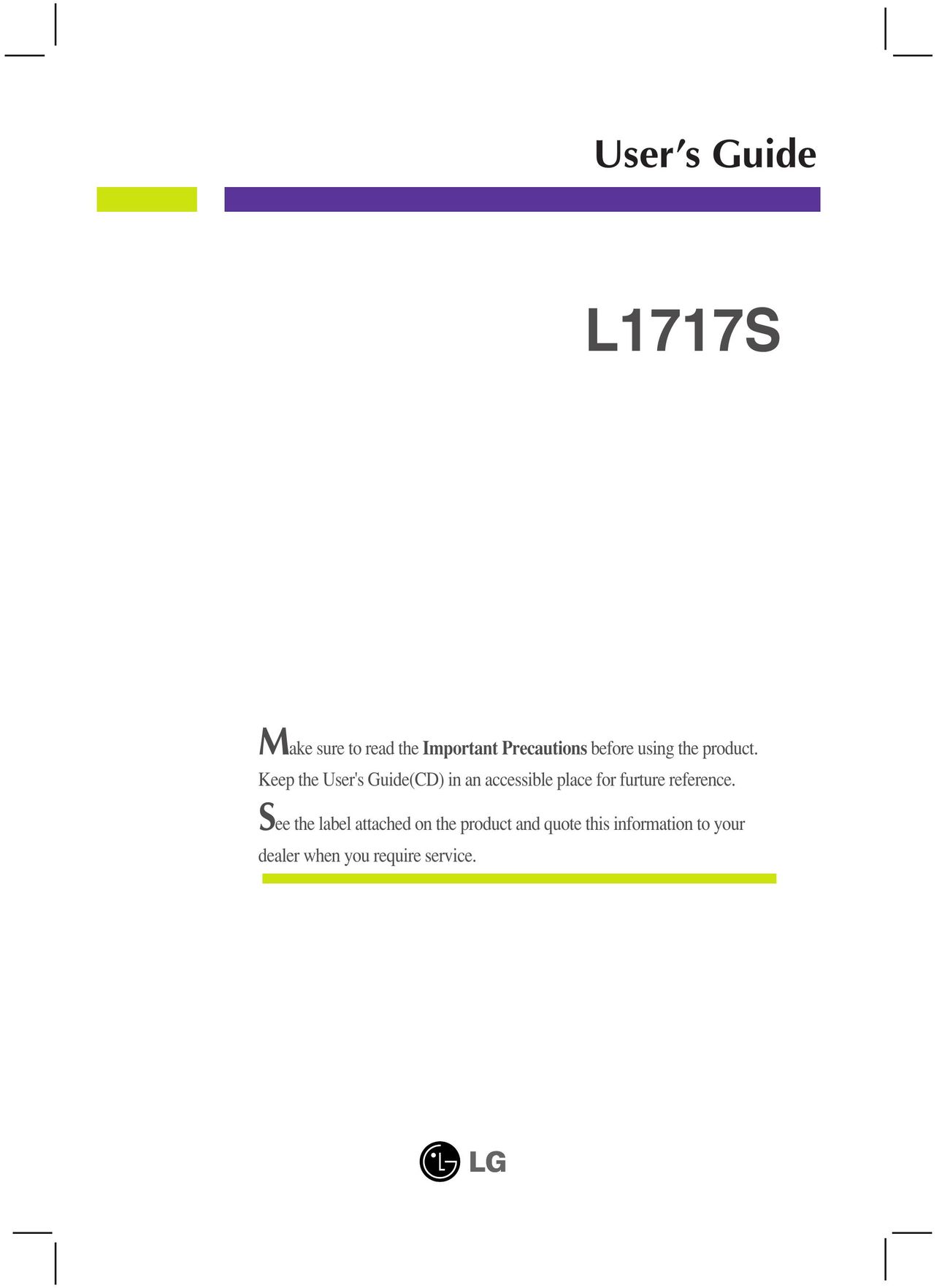 LG Electronics L1717S Kitchen Entertainment Center User Manual