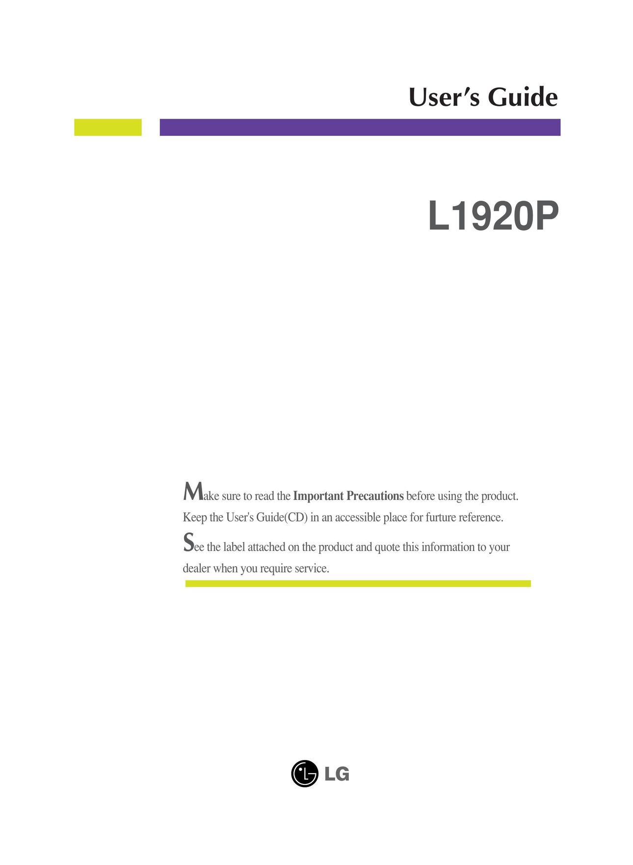 LG Electronics L1920P Kitchen Entertainment Center User Manual