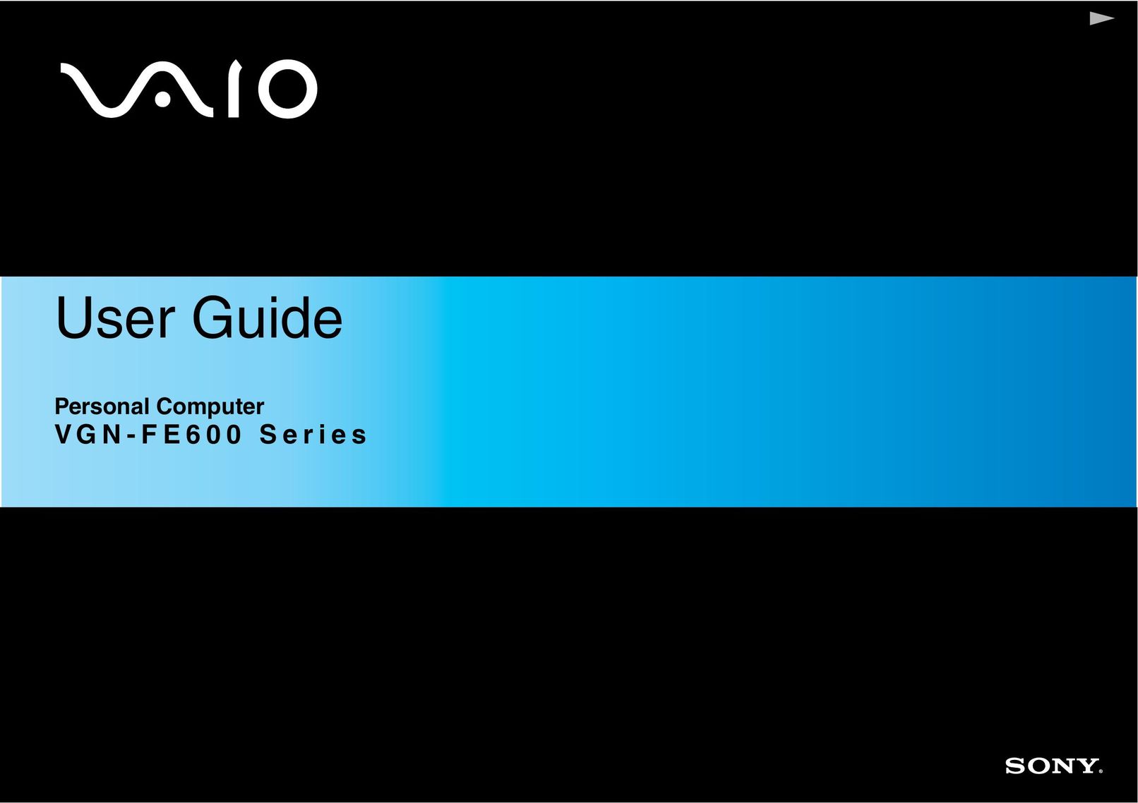 Sony VGN-FE600 Kitchen Entertainment Center User Manual