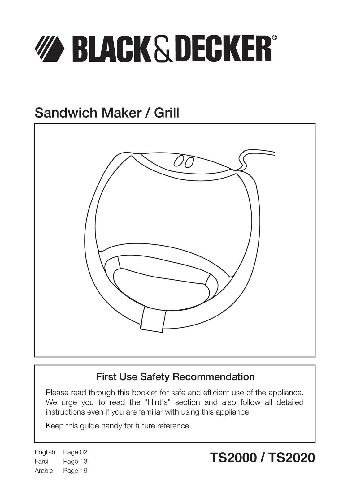 Black & Decker TS2020 Kitchen Grill User Manual