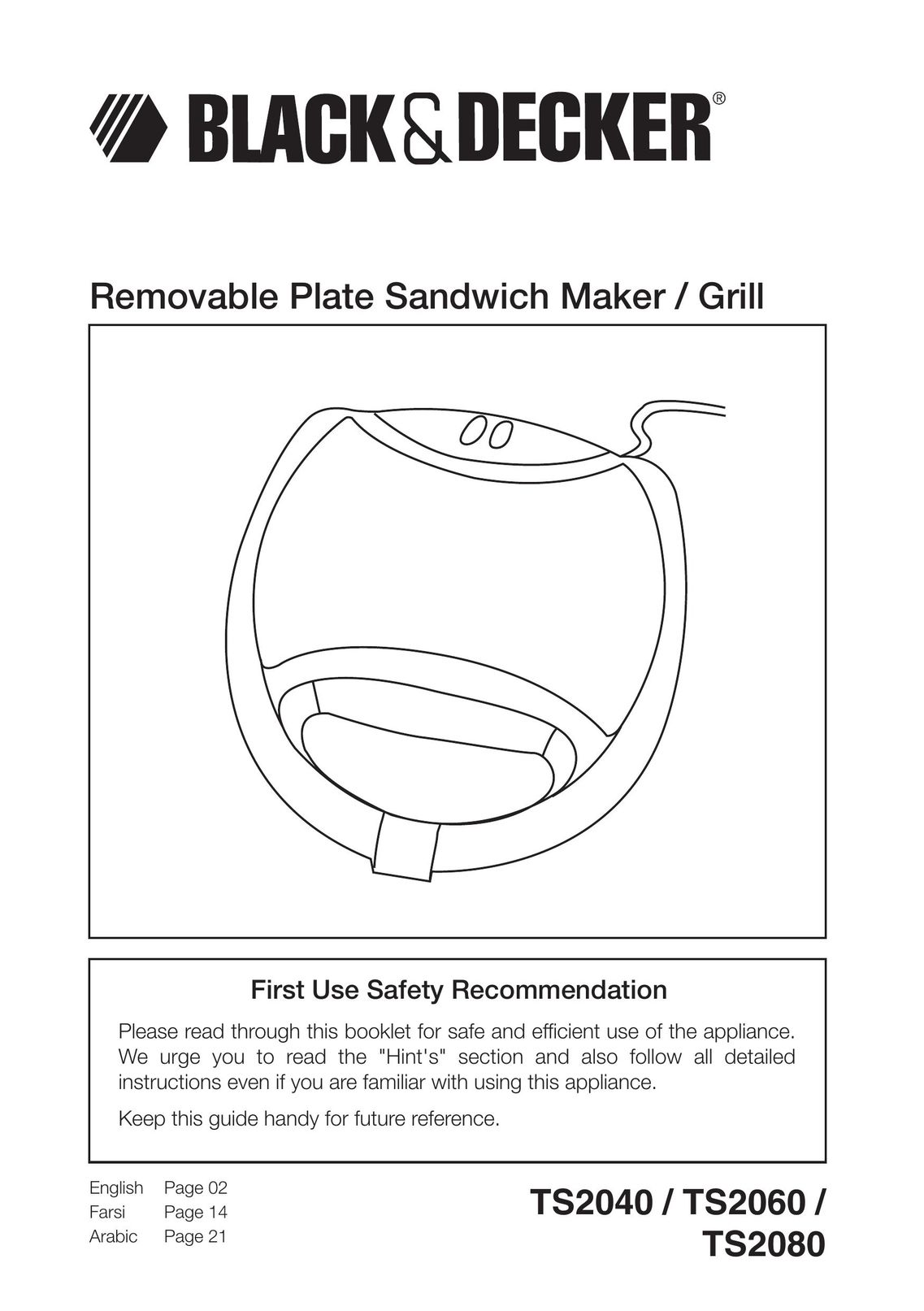 Black & Decker TS2040 Kitchen Grill User Manual
