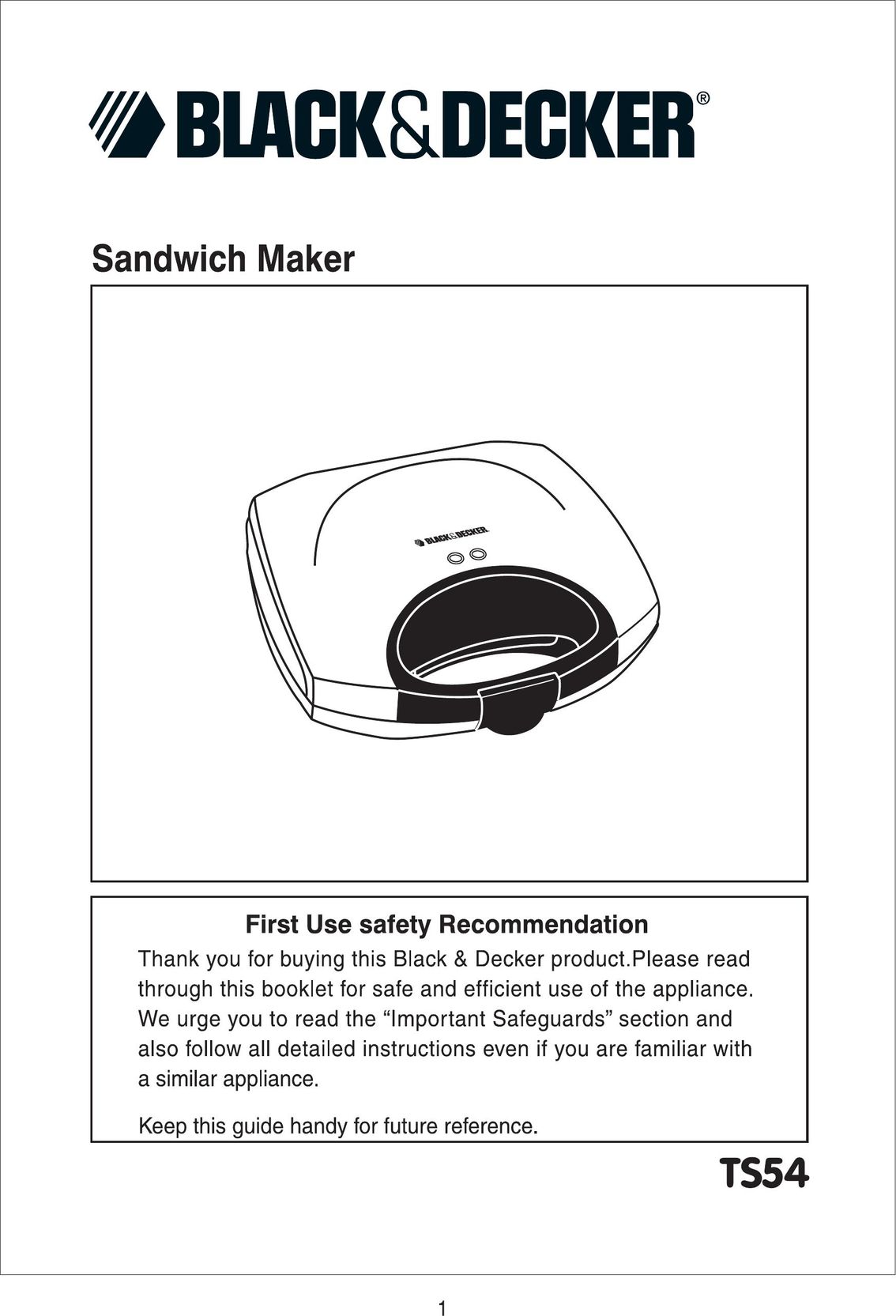 Black & Decker TS54 Kitchen Grill User Manual