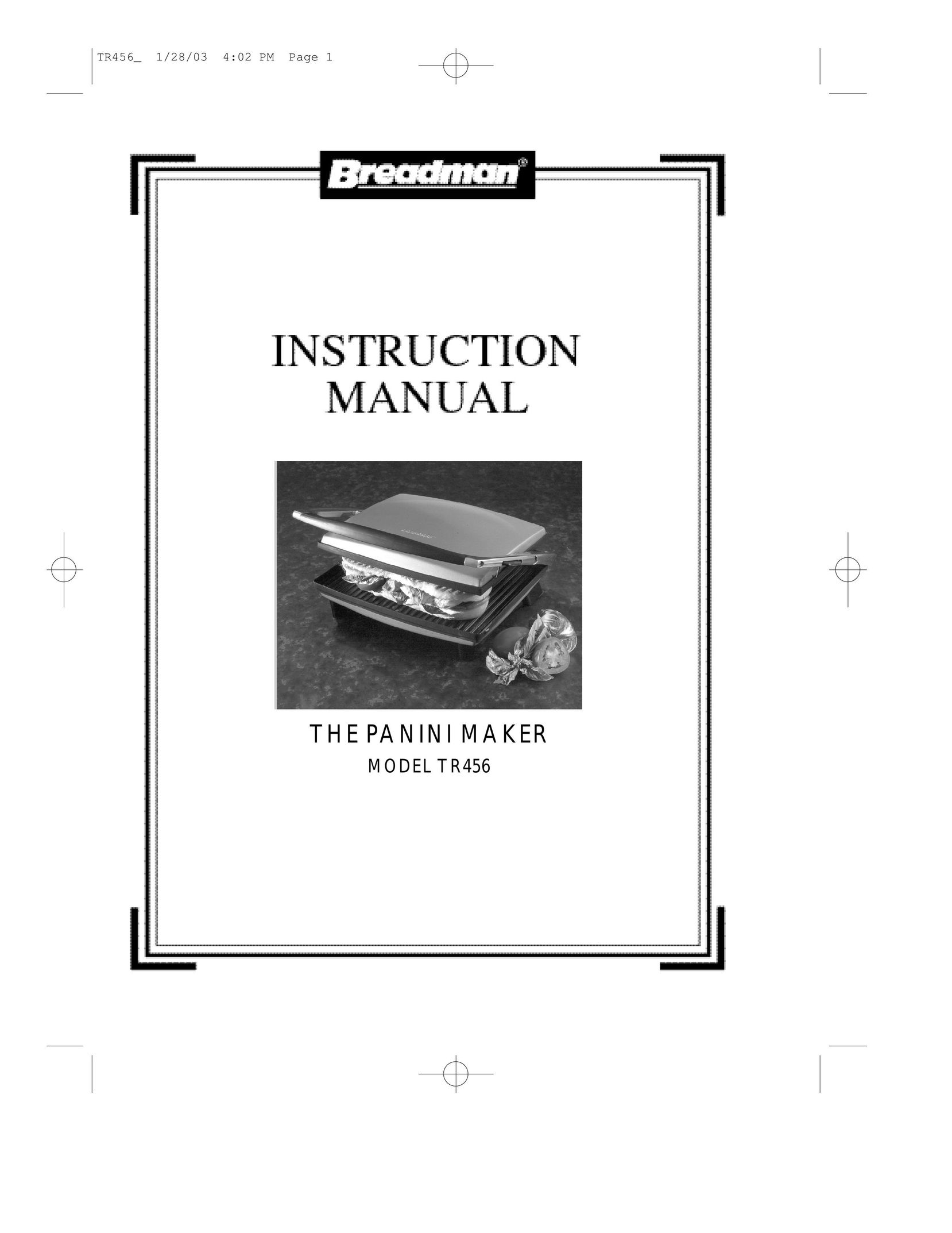 Breadman TR456 Kitchen Grill User Manual